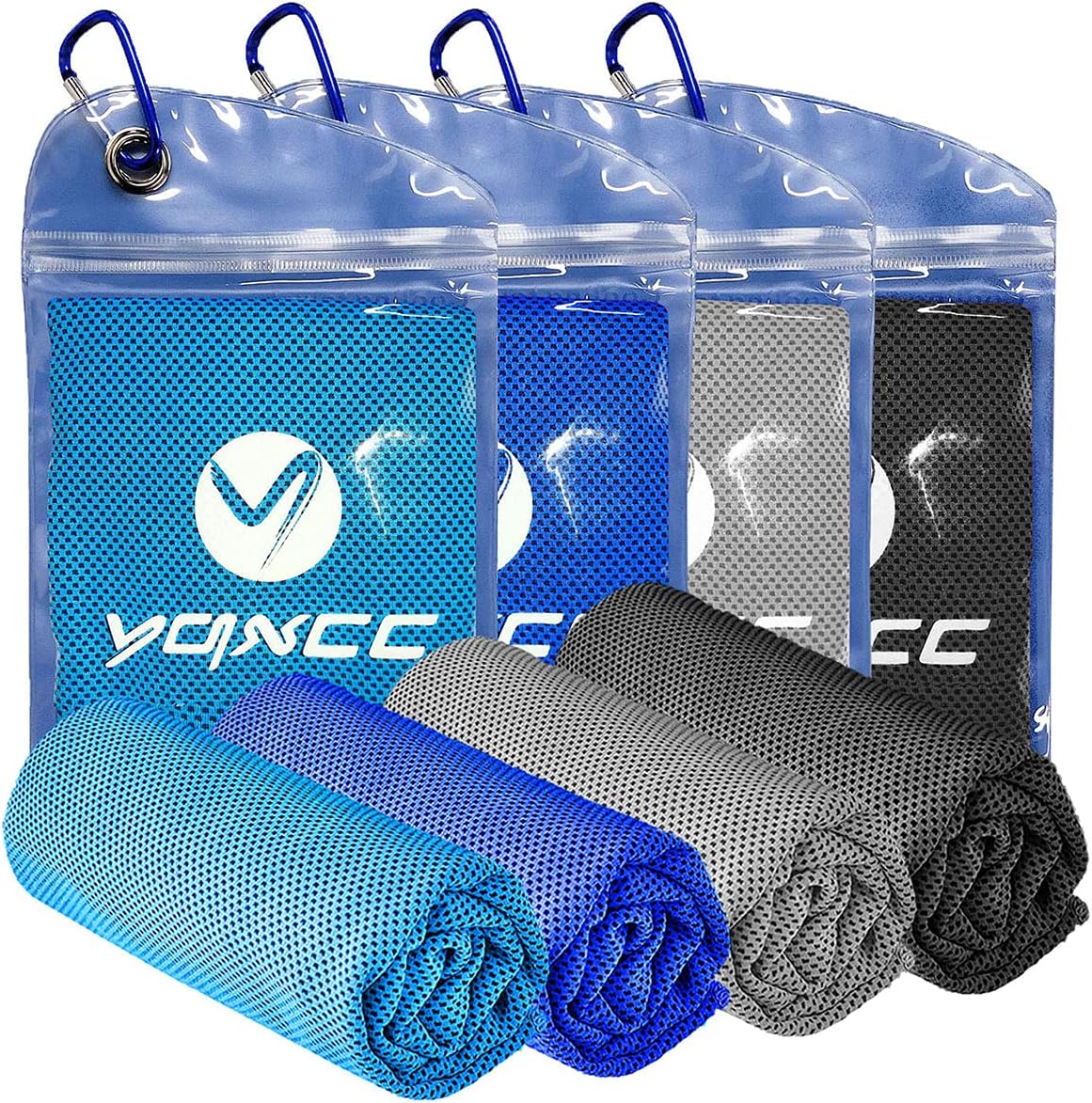 YQXCC 4 Pack Cooling Towels | 40"x12" | Cool for Neck and Face | Microfiber Soft Breathable Chilly | for Yoga, Sport, Golf, Gym, Camping, Running & More Activities