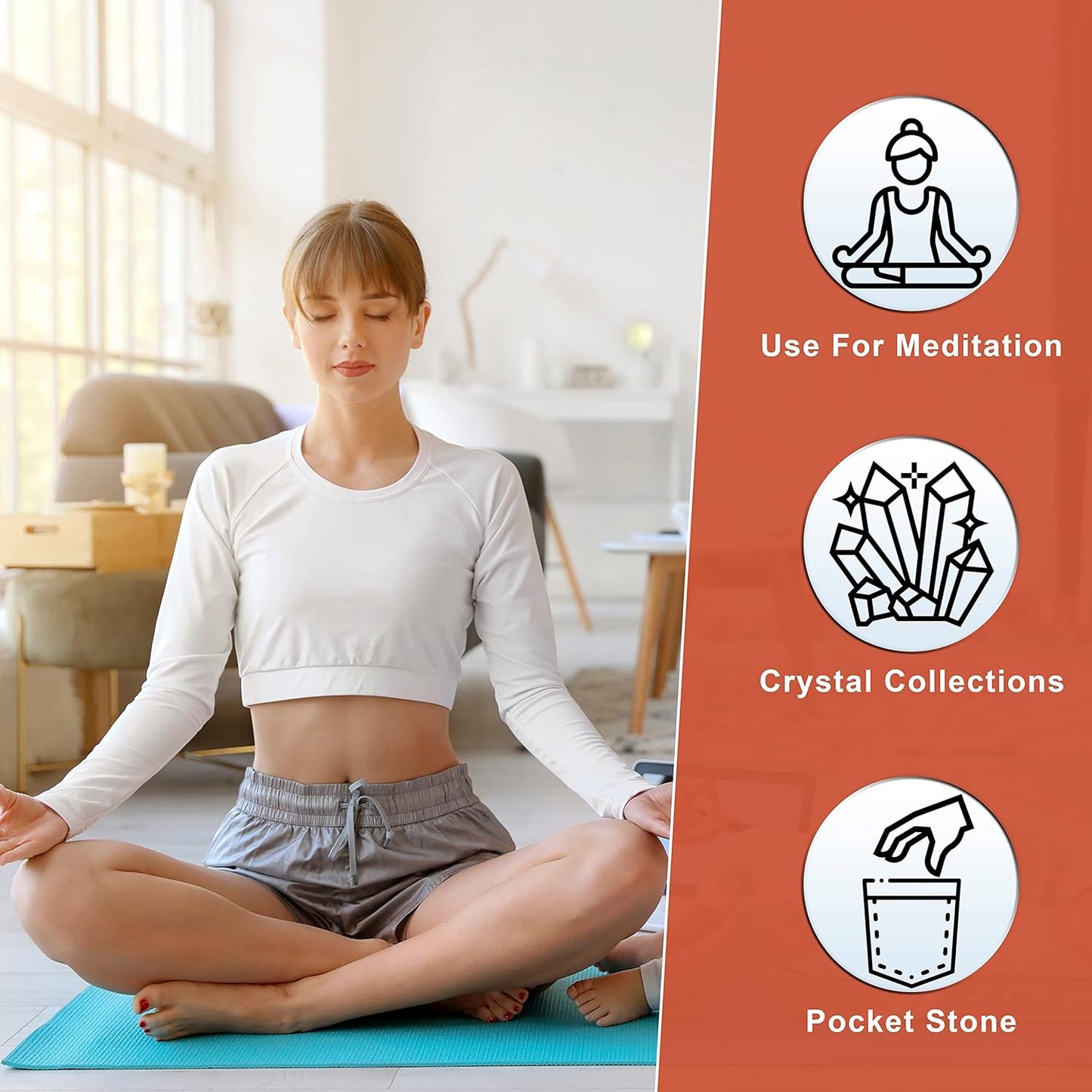 Crocon 50mm Mahogany Obsidian Large Palm Stone 900+ Carats Pocket Massage Worry Stones for Natural Chakra Balancing Reiki Healing Stones & Crystal Healing Massage Spa Energy Crystals Gifts for Women