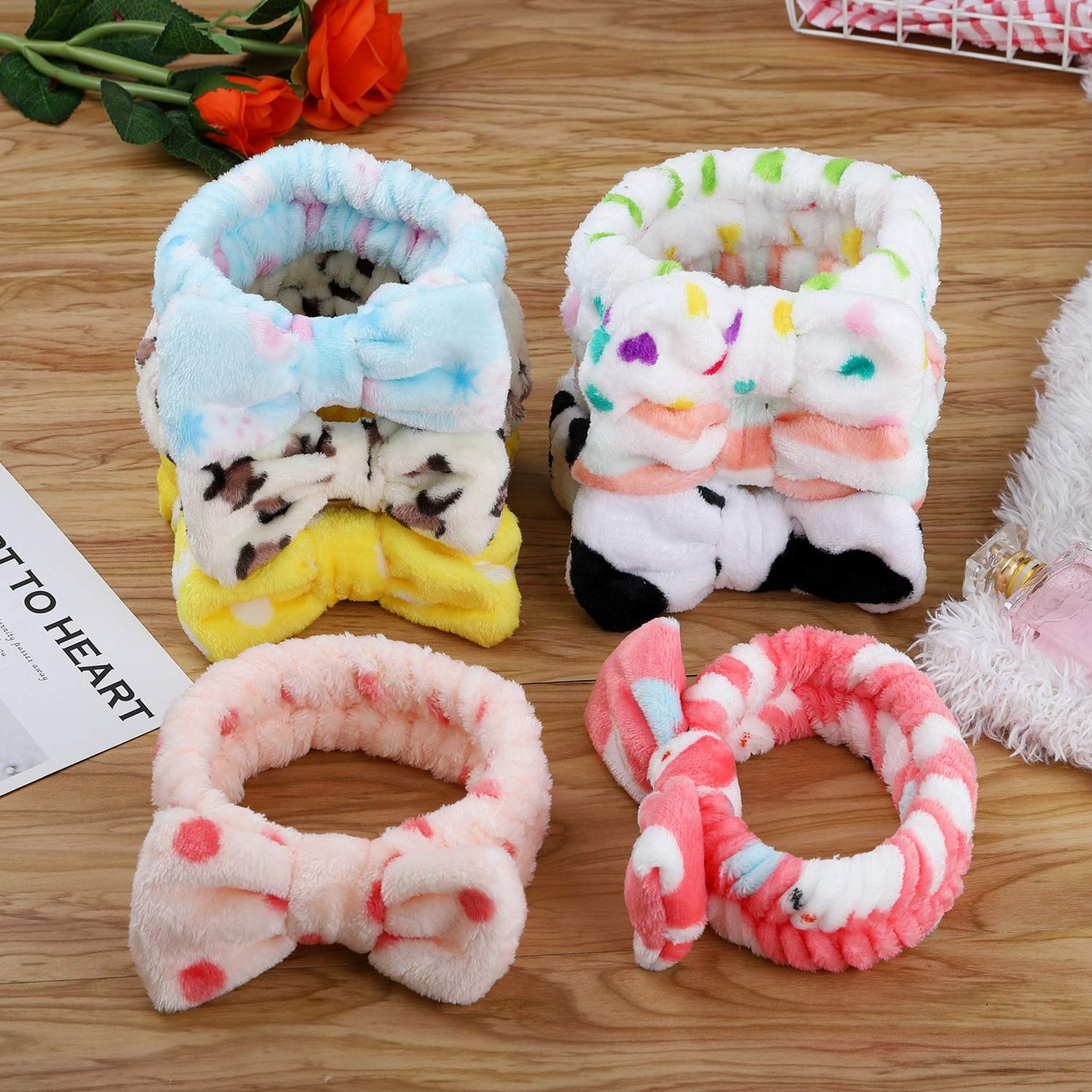 Stocking Stuffers for Teen Girls, 8 Pack Bow Spa Skincare Headband for Washing Face, Christmas Gifts Spa Party Favors Bulk Gifts for Teens Girls