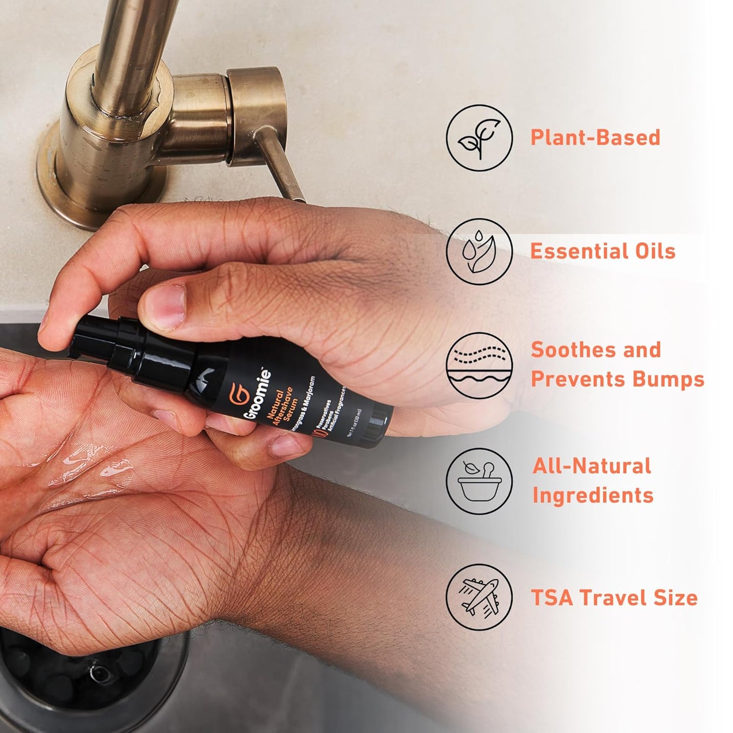 GROOMIE Natural Aftershave Serum for Bald Men - Mens Skin Care and After Shave for Head, Neck, Face & Chin - Soothing Balm to Tend Skin and Prevent Bumps and Razor Burn After Hair Removal - 1 OZ