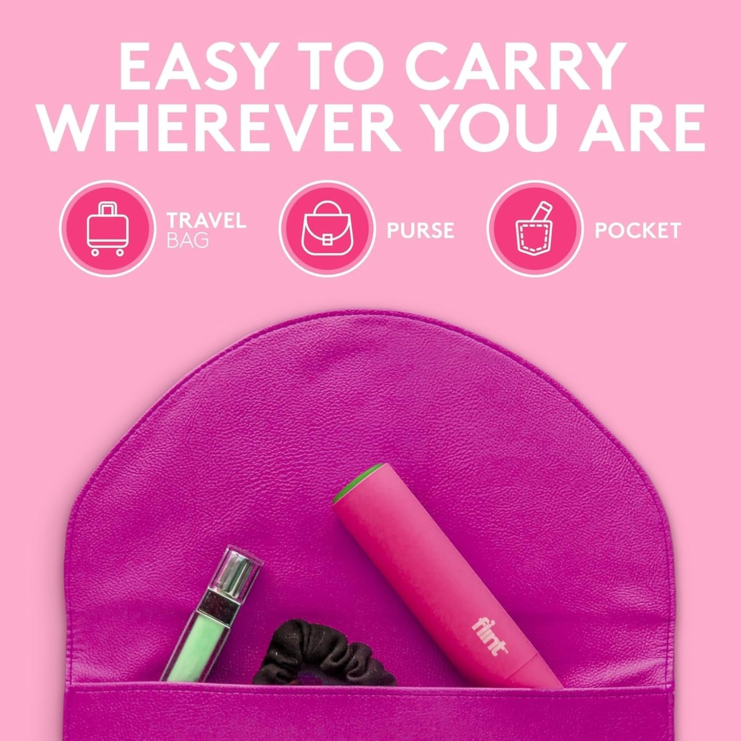 Flint Classic Pink Retractable Mini Lint Roller with 30 Extra Sticky Sheets, Small and Portable Lint Roller, Ideal Pet Hair Remover, Travel Lint Rollers for pet Hair Extra Sticky