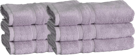 Mosobam Luxury Turkish Set of 6 Hand Towels 16X30 Lavender Aura 700 GSM Bamboo Viscose & Aegean Turkish Combed Cotton