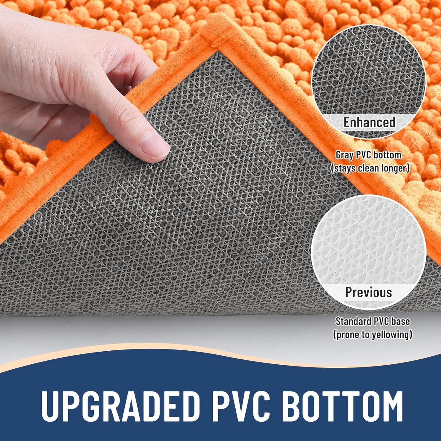 Arotive Luxury Chenille Bathroom Rug Mat, Extra Soft Thick Absorbent Shaggy Bath Rugs, Non-Slip Machine Wash Dry, Plush Bath Mats for Bathroom, Shower and Tub, 40x24, Orange