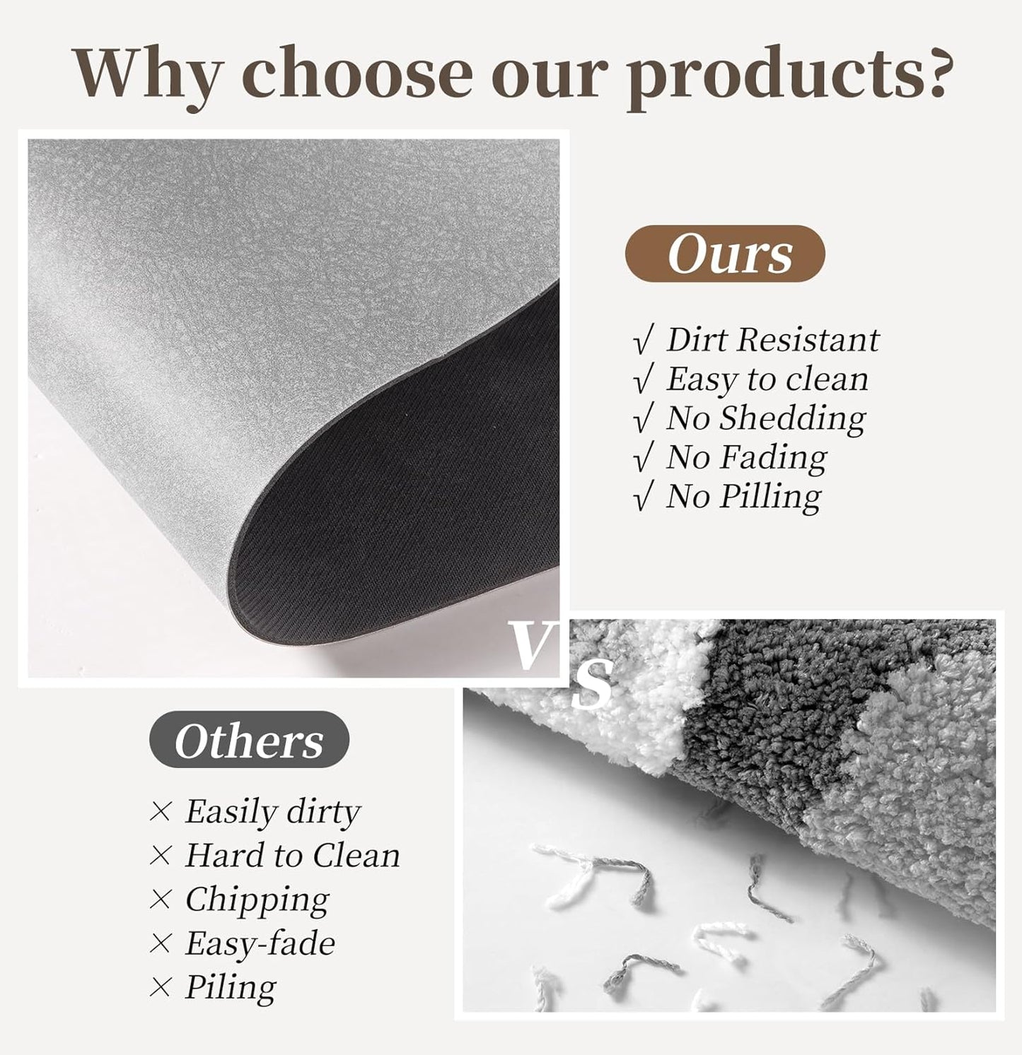 Bathroom Mat Rugs Sets 2 Piece - Quick Dry Super Absorbent Bath Mat for Bathroom Diatomaceous Earth Bathroom Rug with Rubber Backing Non-Slip Bath Mat Rugs for Shower Floor, 47x17 + 24x17, Grey