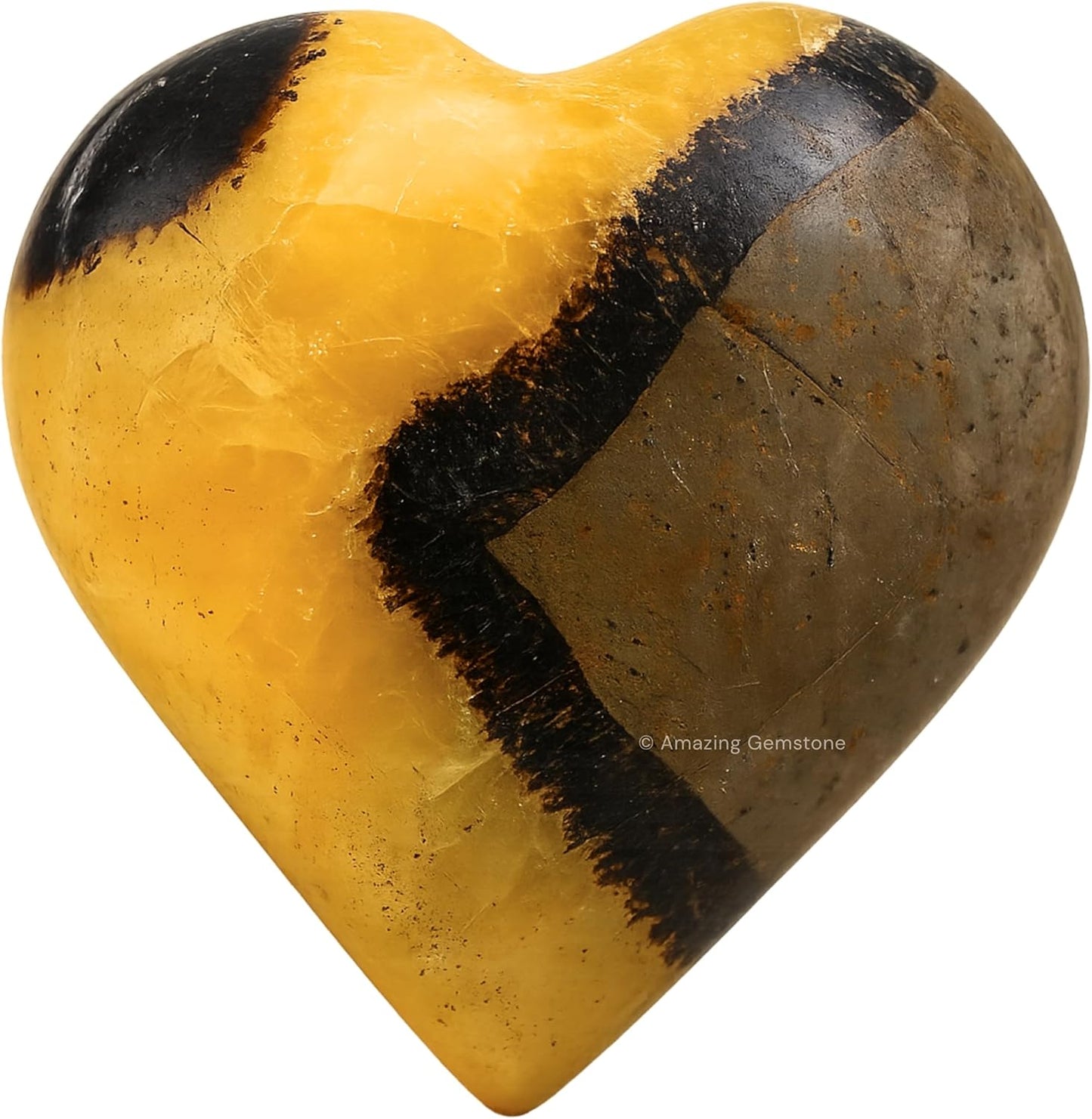 Amazing Gemstone Septarian Crystal Heart Palm Stone - Pocket Massage Worry Stone for Natural Body Chakra Balancing, Reiki Healing and Crystal Grid