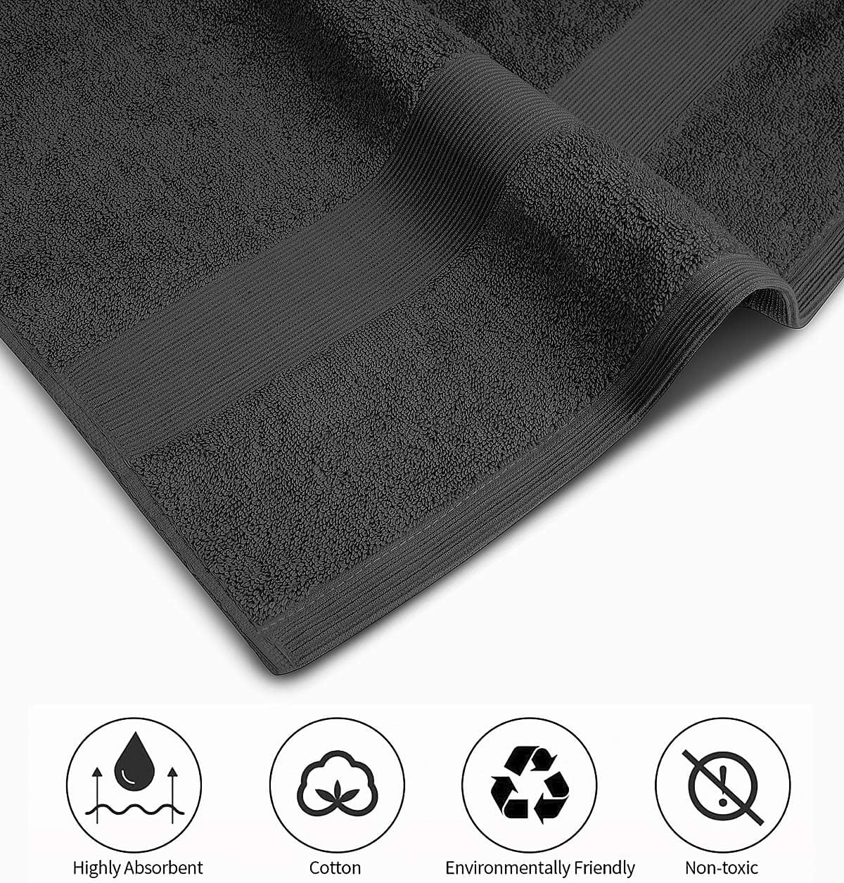 Softolle Luxury Bath Towels Set of 4 (27” x 54”) | Towels for Bathroom | Super Soft | Highly Absorbent Towels for Home, Spa, Gym (Grey)