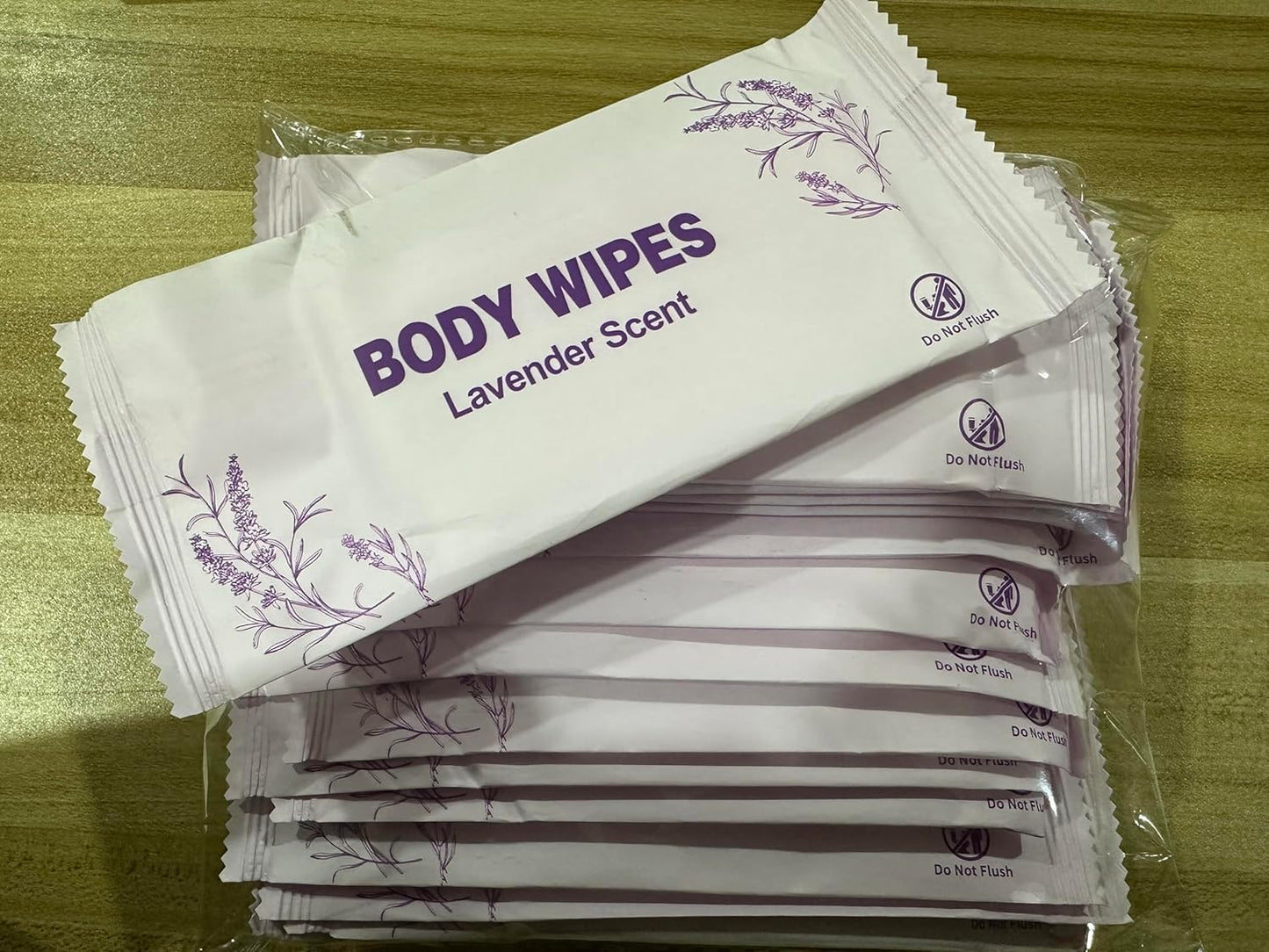 Body Wipes Individually Wrapped, 50 Pack Adult Bath Wipes No Rinse Extra Large Thick (11.8"x7.9"), Suitable for Camping, Gym and Travel, Lavender Scent