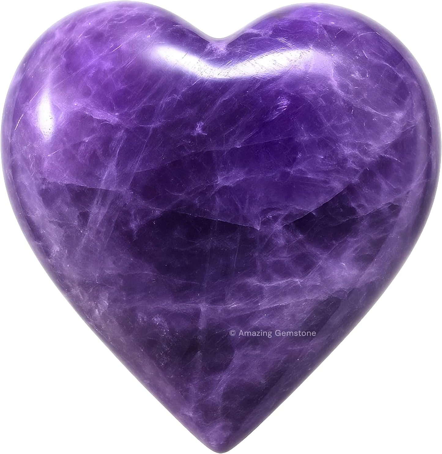 Amazing Gemstone Amethyst Crystal Heart Palm Stone - Pocket Massage Worry Stone for Natural Body Chakra Balancing, Reiki Healing and Crystal Grid