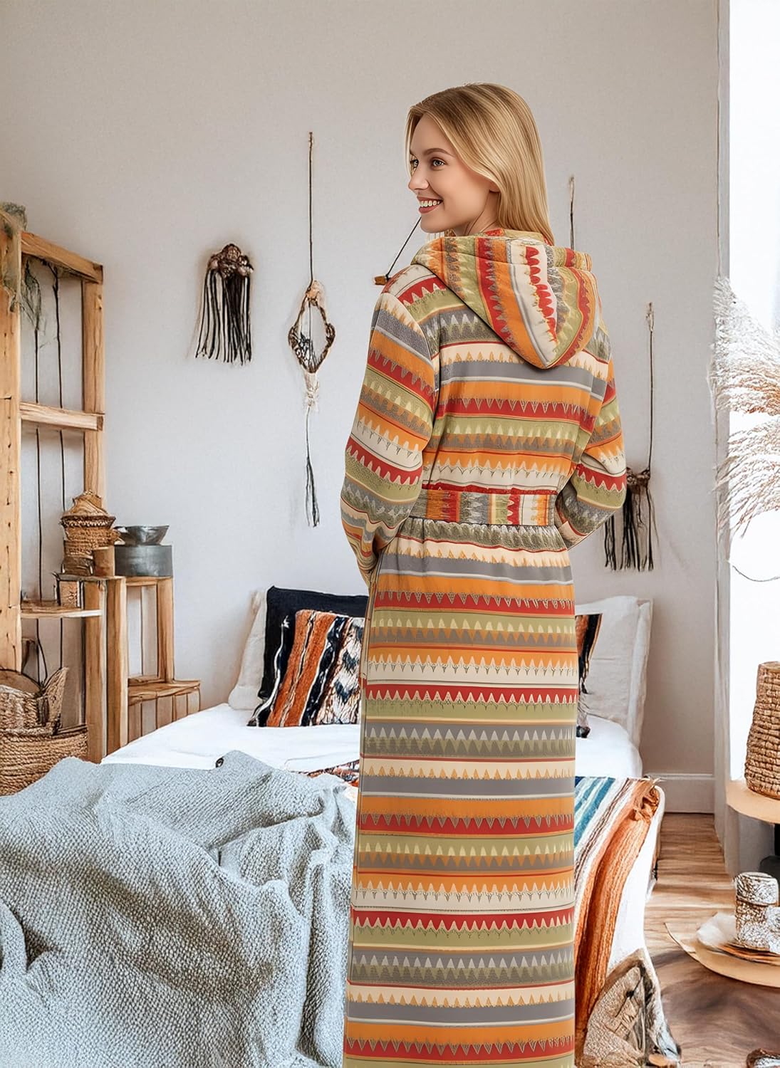 Alexander Del Rossa Womens Robe, Long Plush Bathrobe with Hood, Hooded Robes for Women Plus Size Bath Robe