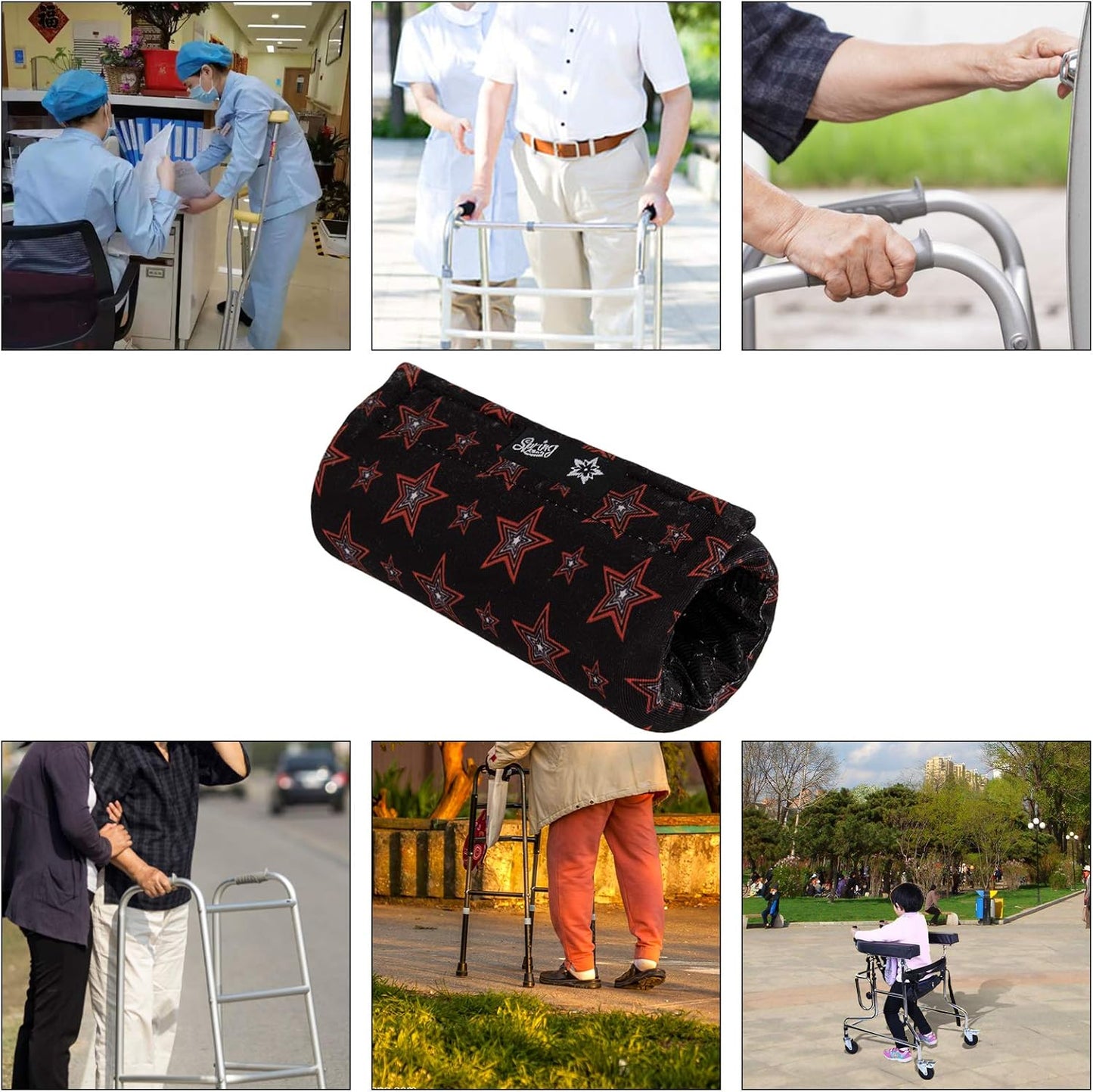 Spring Seaon Universal Walker Handle Padded -Hand Grip (2 Pack) Covers Non-Slip Cushion Padding for Folding Rolling Walker,Rollator Handle-Crutch Handle Pad Grips- Mobility Aid