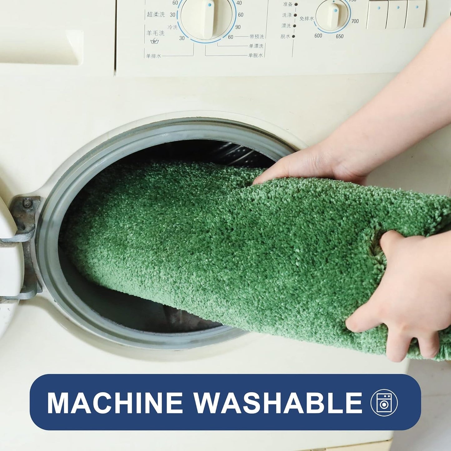 COSY HOMEER Bath Rugs for Bathroom Extra Thick- Anti-Slip Bath Mats Soft Plush Yarn Shaggy 100% Strong Mirco Polyeste Mat Living Room Bedroom Mat Floor Water Absorbent(Green,24x48 - Inches)