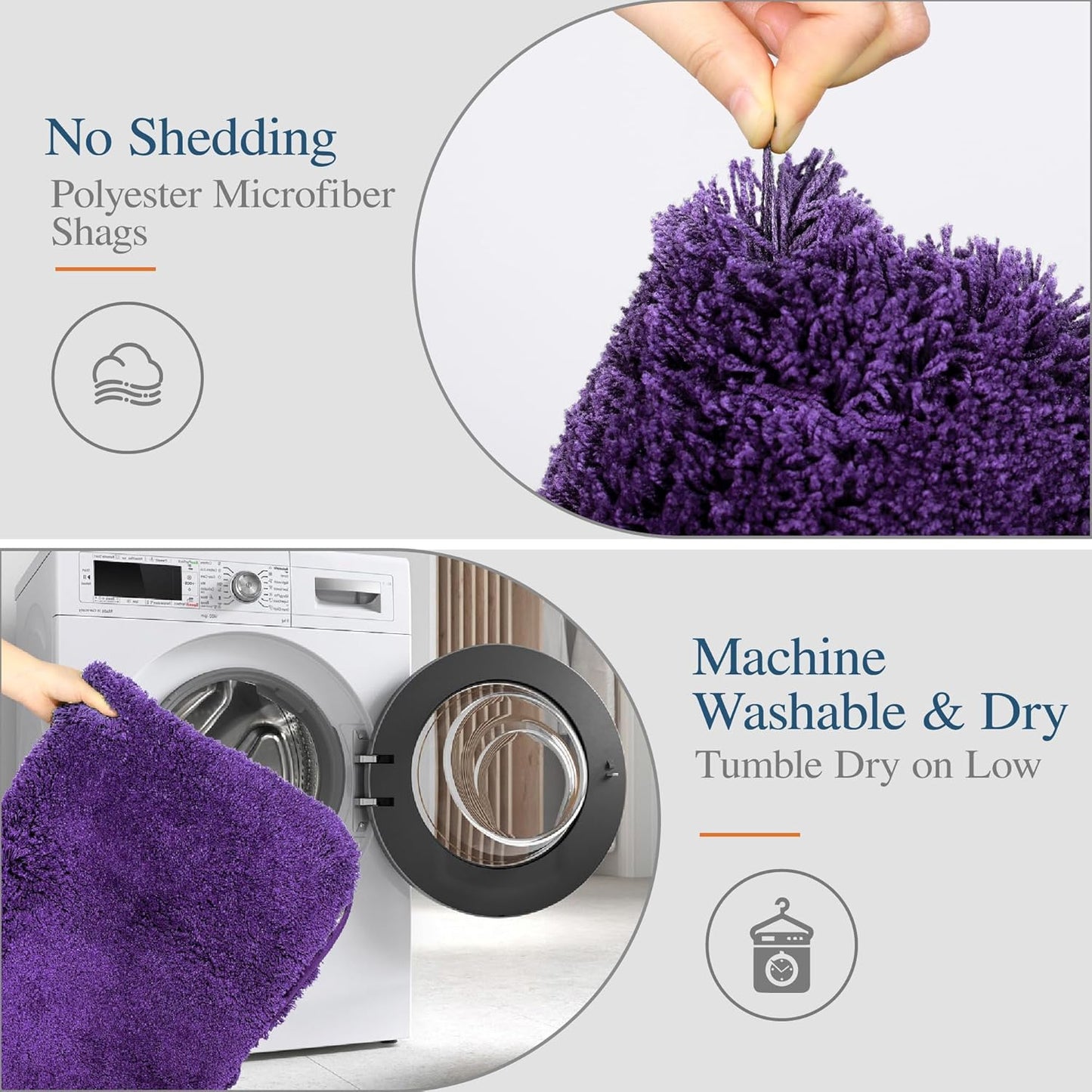 Walensee Large Bathroom Rug (24 x 48, Dark Purple) Extra Soft and Absorbent Shaggy Bath Mat, Machine Washable Microfiber, Non Slip Luxury Floor Mat