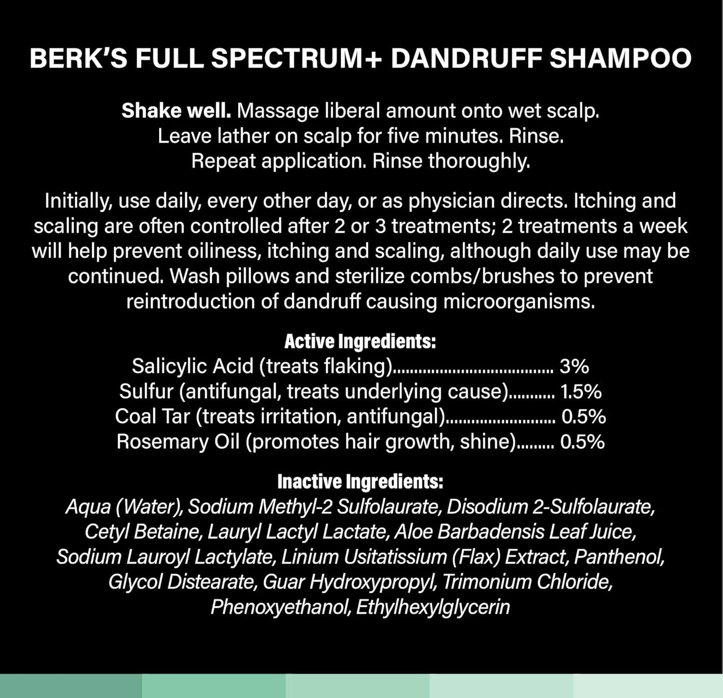 Berk's Full Spectrum Dandruff Shampoo with Coal Tar, Salicylic Acid, Sulfur, and Rosemary Oil, 8 Fl Oz (2-pack)