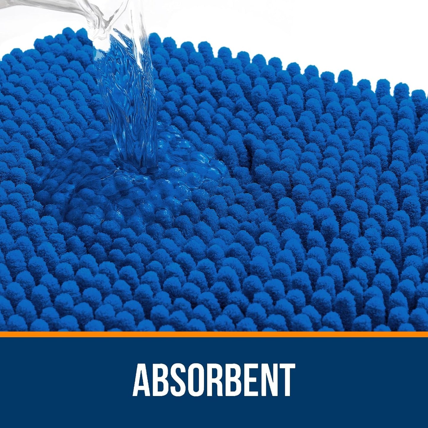 OLANLY Bathroom Rugs 44x24, Extra Soft Absorbent Chenille Bath Rugs, Rubber Backing Quick Dry, Machine Washable Bath Mats for Bathroom Floor, Tub and Shower, Home Decor Accessories, Deep Navy Blue