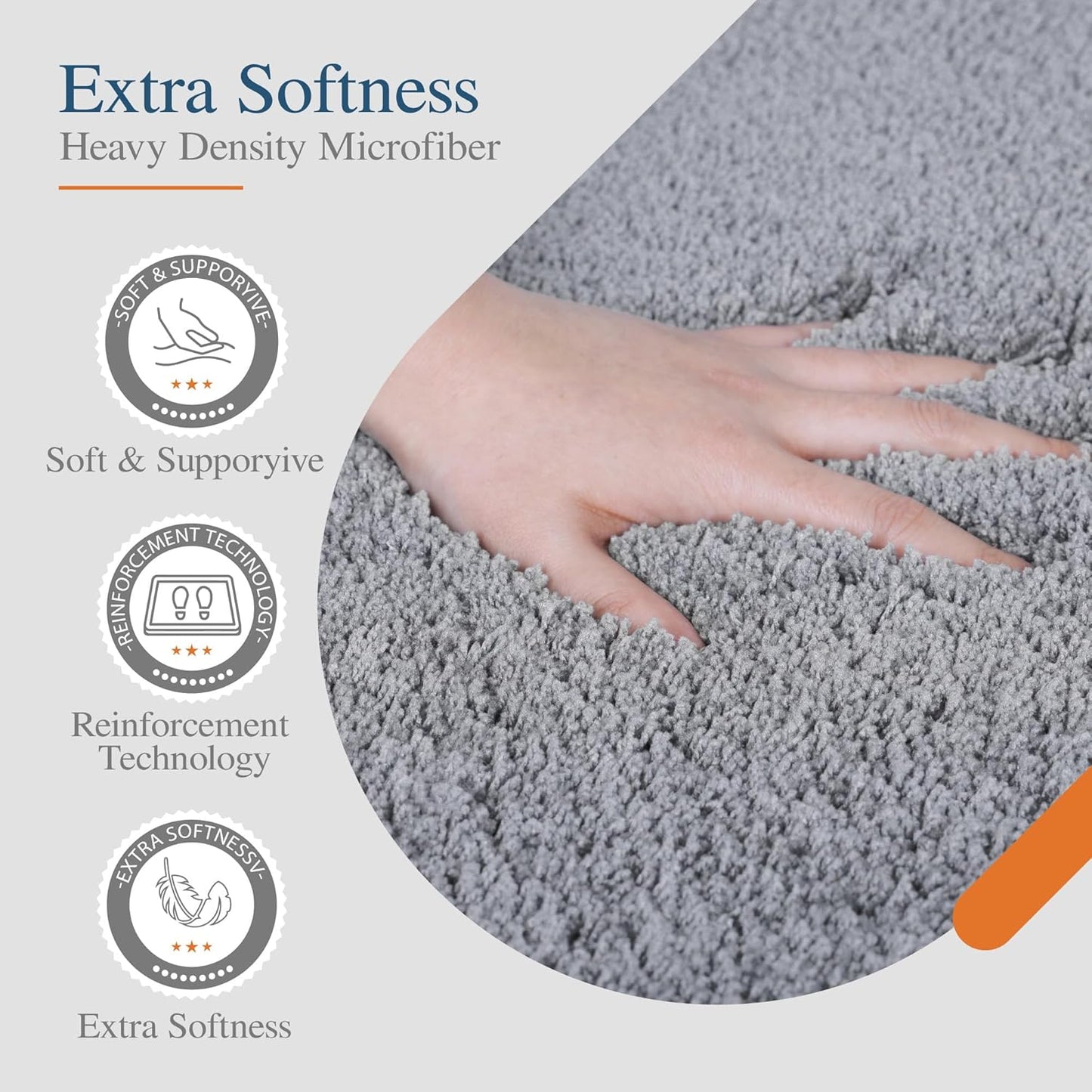 Walensee Large Bathroom Rug (24 x 40, Grey) Extra Soft and Absorbent Shaggy Bath Mat Machine Washable Microfiber Non Slip Luxury Floor Mat