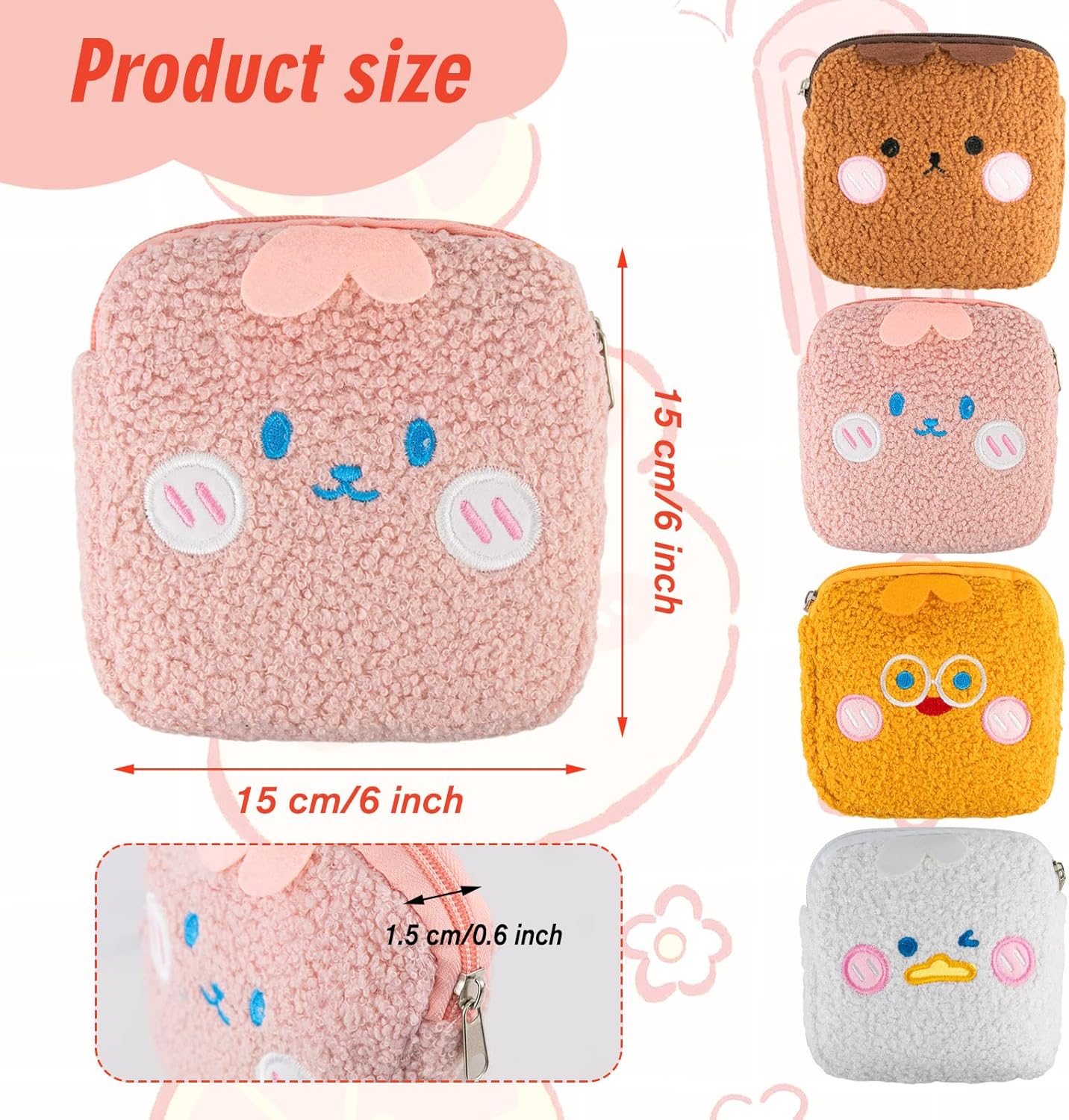 Sanitary Napkin Storage Bag 4PCS Menstrual Cup Pouch, Portable Period Bag for Women Girls Feminine Menstruation First Period Bag Padded Zipper Pouch Mini Cosmetic Bag for Purse