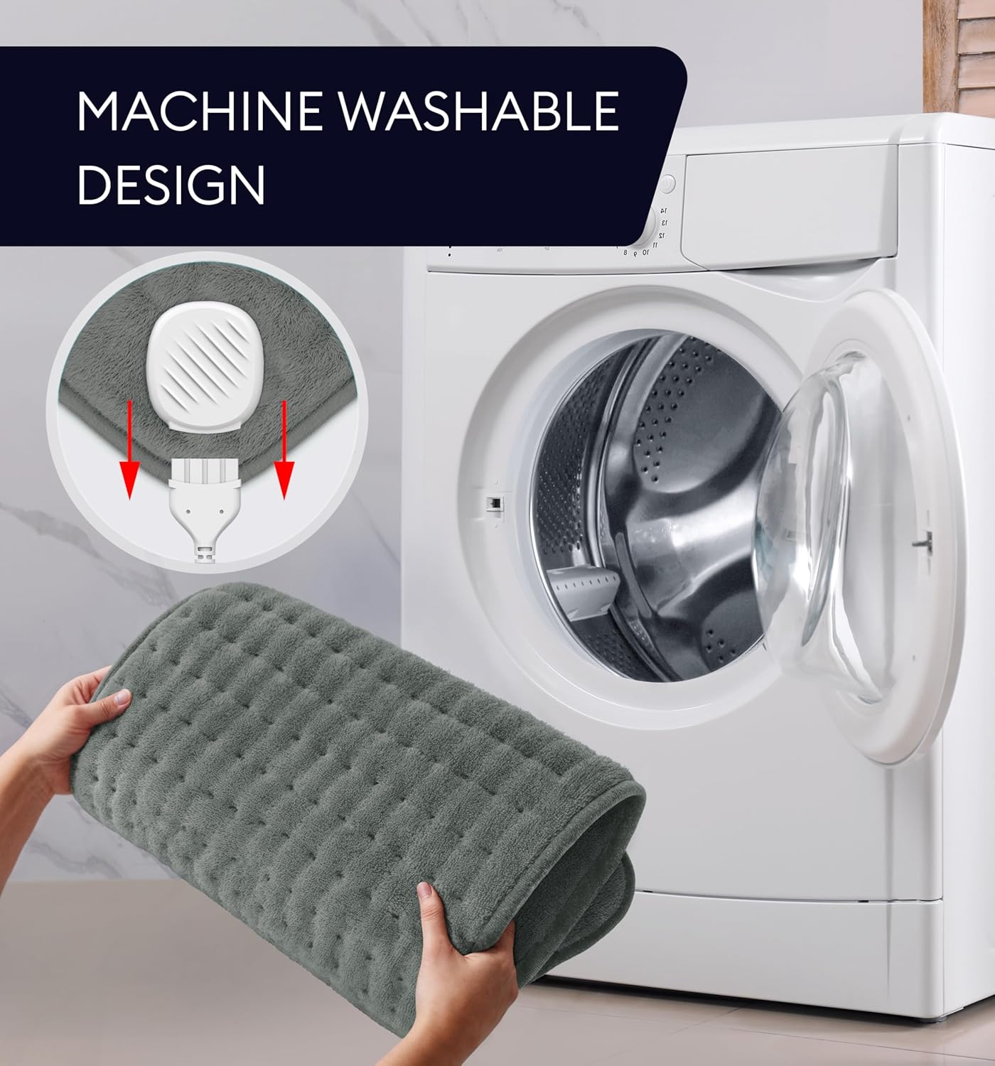 GENIANI Electric Throw - Heating Pad for Back Pain & Cramps Relief - Auto Shut Off, Machine Washable, Moist Heat Pad for Neck & Shoulder - Birthday Gift for Women, Extra Large 24 x 12 inches