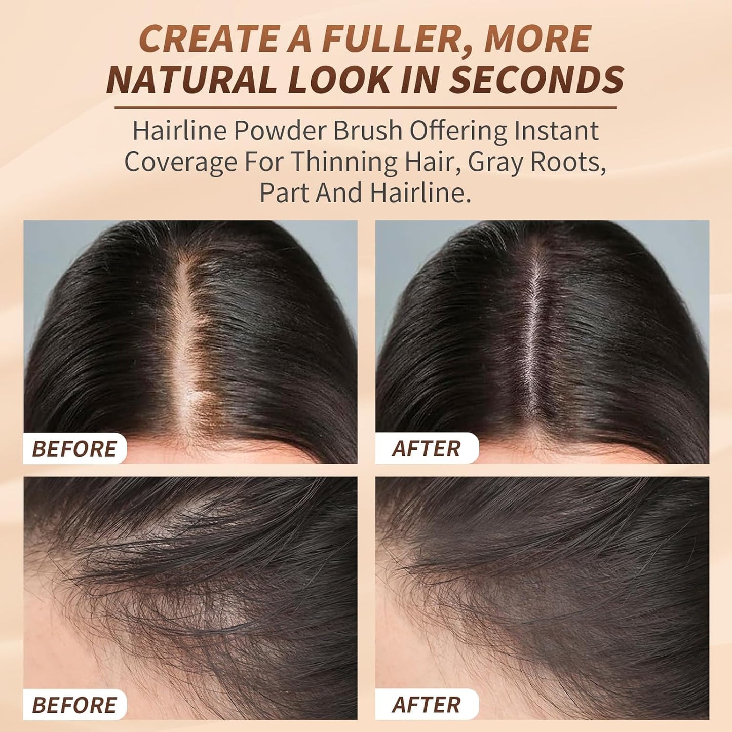 docolor Dual-Ended Hairline Powder Brush, Hair Contour Brush with Sponge Tip, Makeup Brush for Seamless Blending, for Hair Contouring, Root Touch-ups, and Beard Coverage Vegan & Cruelty-free