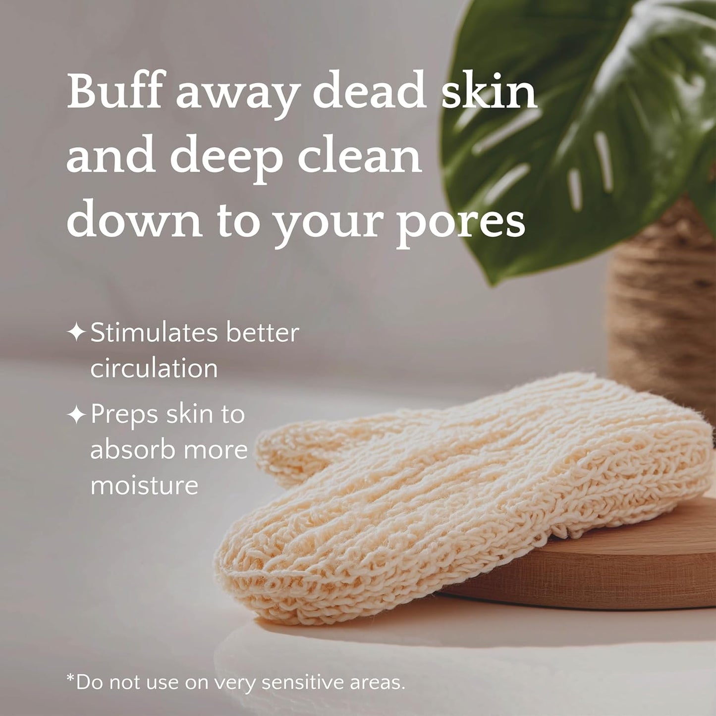 Sisal Body Exfoliator Glove 9", Natural Shower Mitt with Loofah Texture for Deep Cleansing, Dry Brushing, Smooth Skin, Salt, Kusamba by QUR