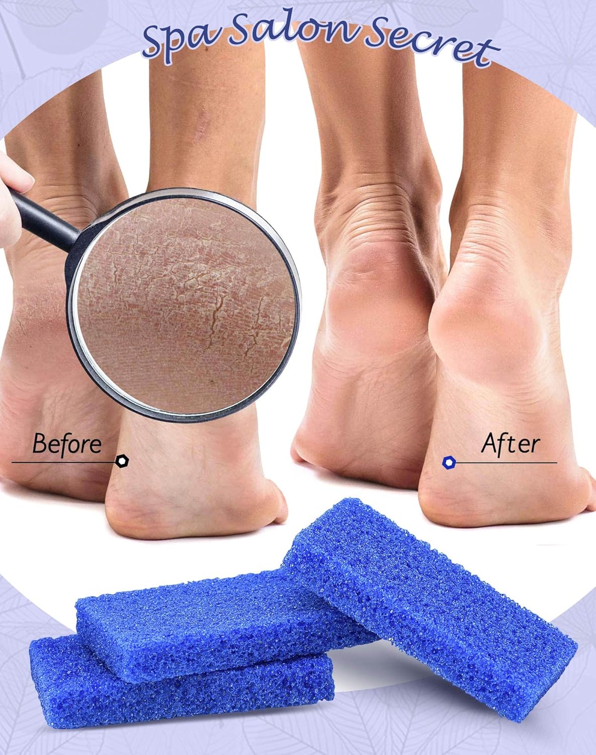 Maryton Disposable Foot Scrubber Pumice Pads, Pedicure Pumice Stone Dead Skin Callus Remover for Feet, 40Pcs (Dark Blue Coarse)
