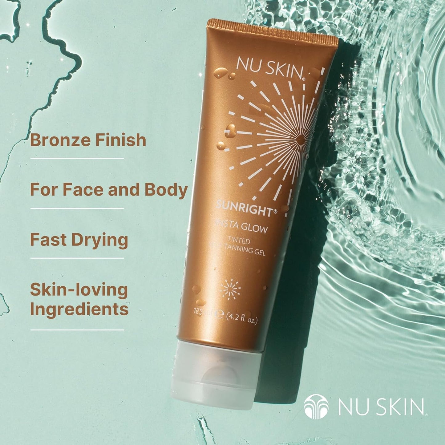 Nu Skin Sunright Insta Glow Self Tanner Gel | Natural Summer Tan for Face & Body | Beauty & Skin Care | Vitamin E & Avocado Oil | Natural Body Bronzer with DHA & Amino Acids | 4.2 oz | 2 Pack