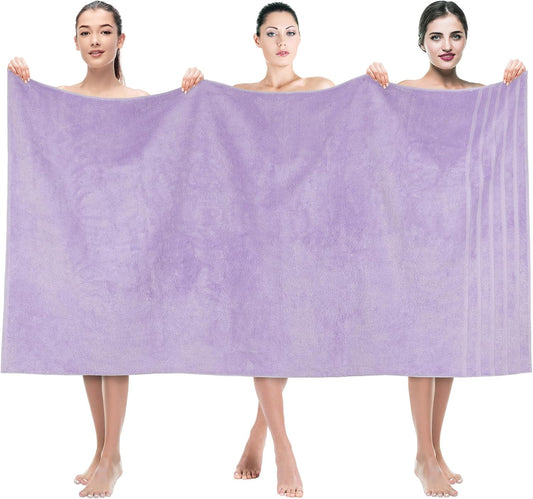 American Soft Linen 35x70 Jumbo Large Bath Towels, 600 GSM 100% Cotton Turkish Bath Sheet, Oversized Luxury Bath Towels for Bathroom Beach and Pool, Lilac