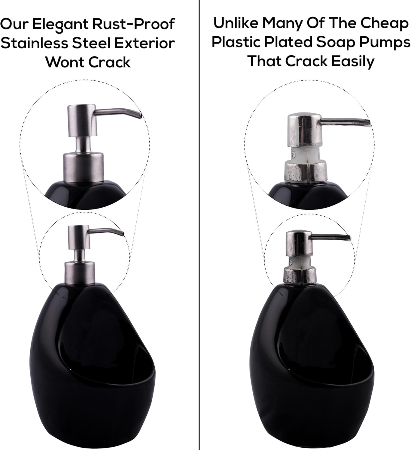 Stainless Steel Soap & Lotion Dispenser Pumps, Brushed Nickel Replacement (4 Pack)