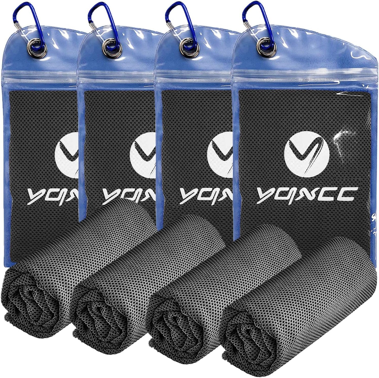 YQXCC 4 Pack Cooling Towels | 40"x12" | Ice Cool for Neck | Microfiber Soft Breathable Chilly | for Yoga, Golf, Gym, Camping, Running, Workout & More Activities