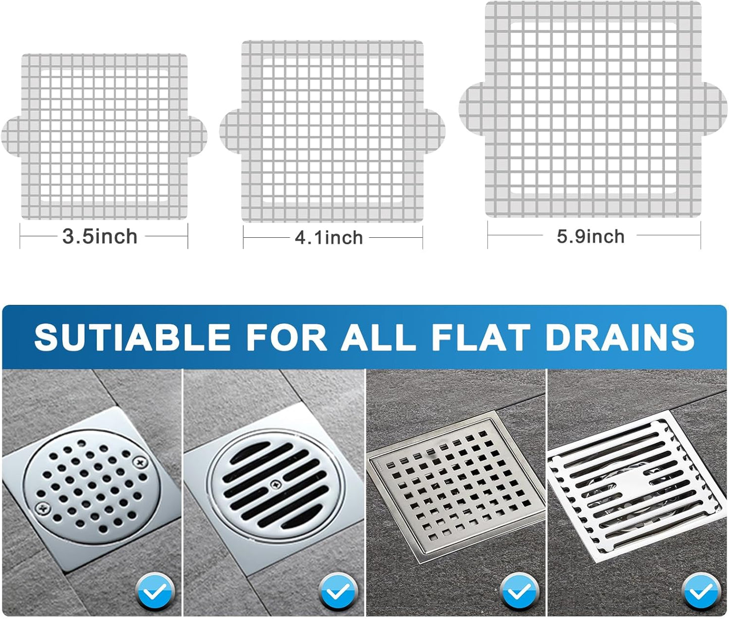 Disposable Shower Drain Hair Catcher, Shower Drain Cover Mesh Stickers, 25 Pack (5.9 Inch)