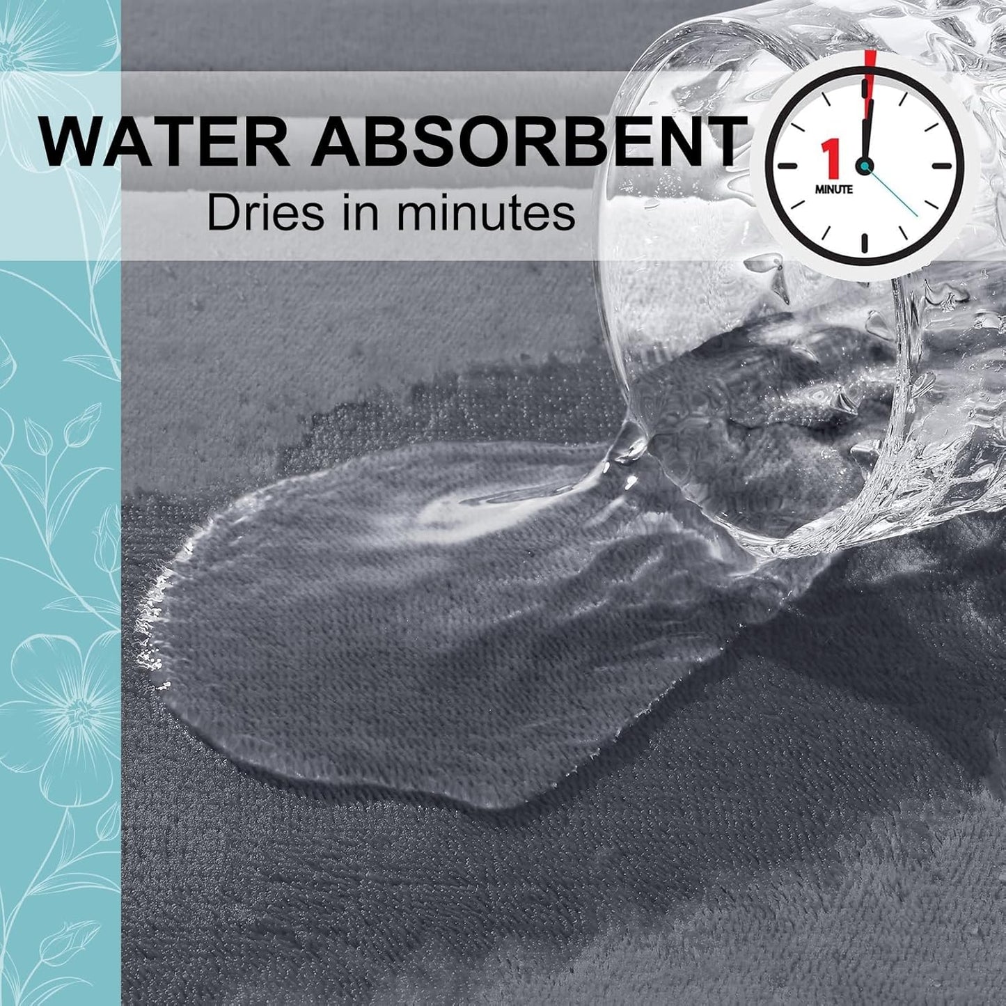 Grandaily Memory Foam Bath Mat Rug 70x24, Ultra Soft, Non-Slip and Absorbent Bathroom Rugs, Machine Wash Dry, Comfortable Bath Carpet for Bathroom Floor, Tub and Shower, Dark Grey