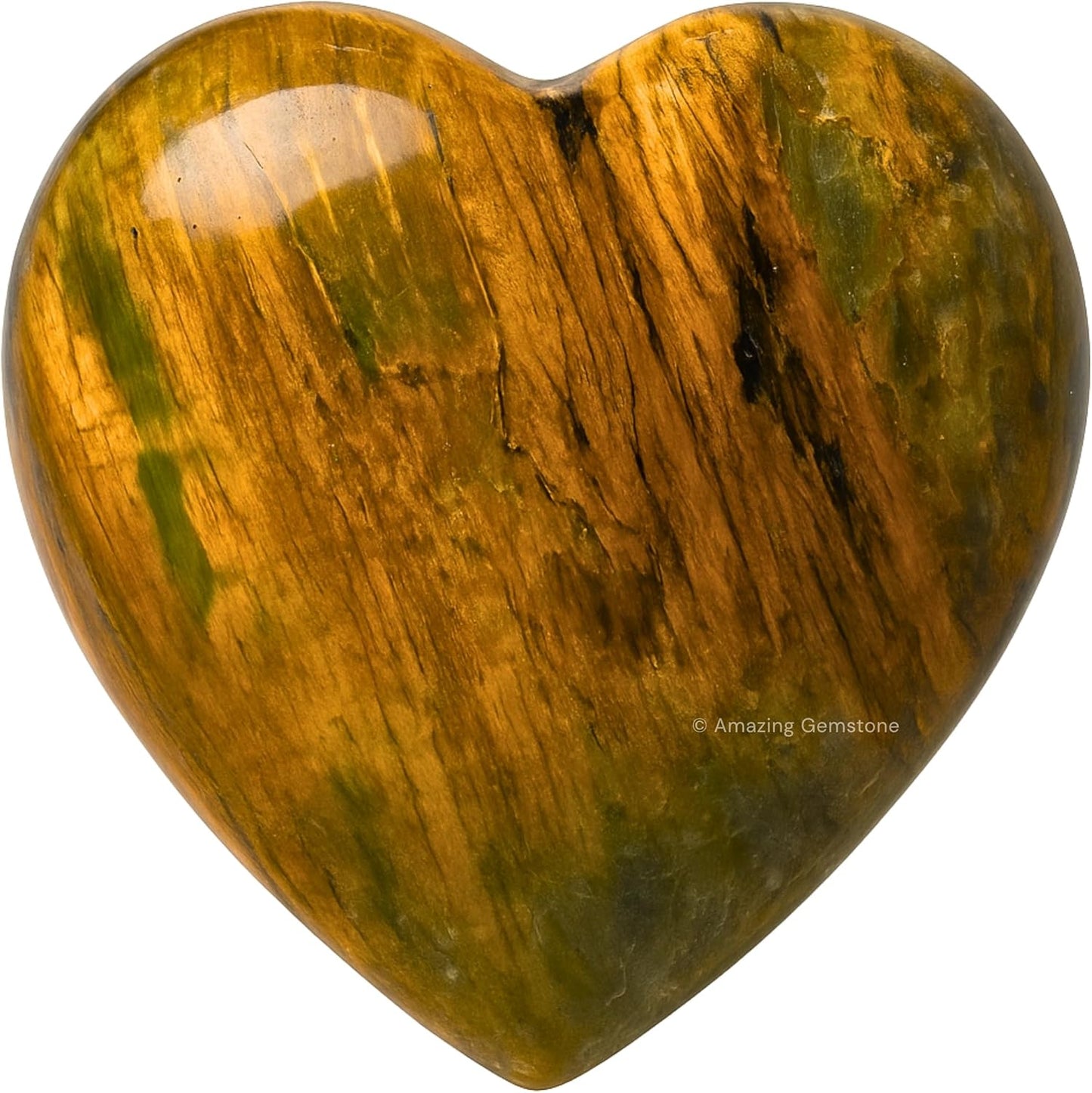 Amazing Gemstone Nellite Crystal Heart Palm Stone - Pocket Massage Worry Stone for Natural Body Chakra Balancing, Reiki Healing and Crystal Grid