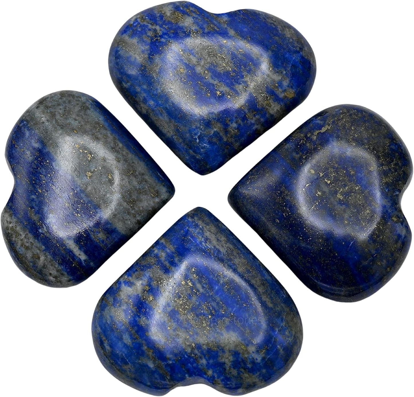 Amazing Gemstone Lapis Lazuli Crystal Heart Palm Stone - Pocket Massage Worry Stone for Natural Body Chakra Balancing, Reiki Healing and Crystal Grid