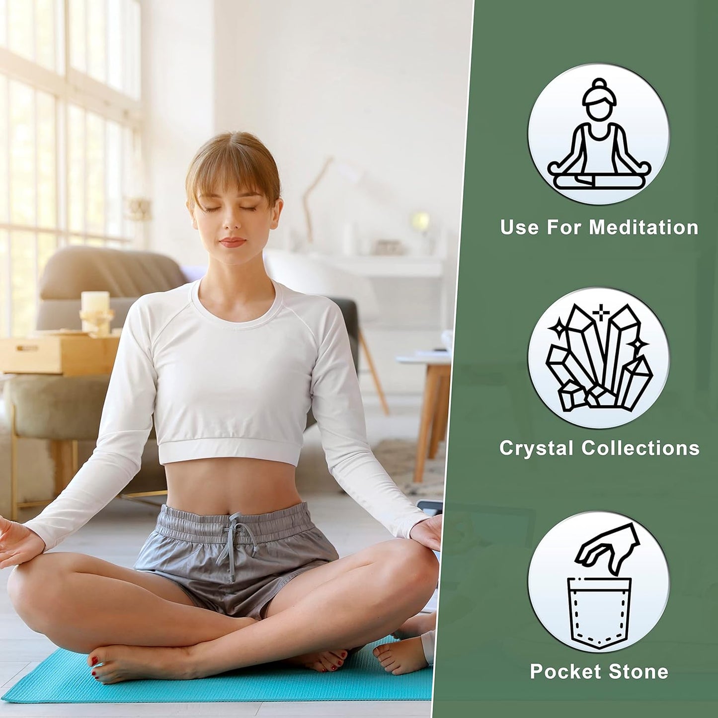 Crocon 50mm Swiss Opal Large Oval Palm Stone 900+ Carats Pocket Massage Worry Stones for Natural Body Chakra Balancing Reiki Healing Stones and Crystal Grid Healing Massage Spa Energy Crystals