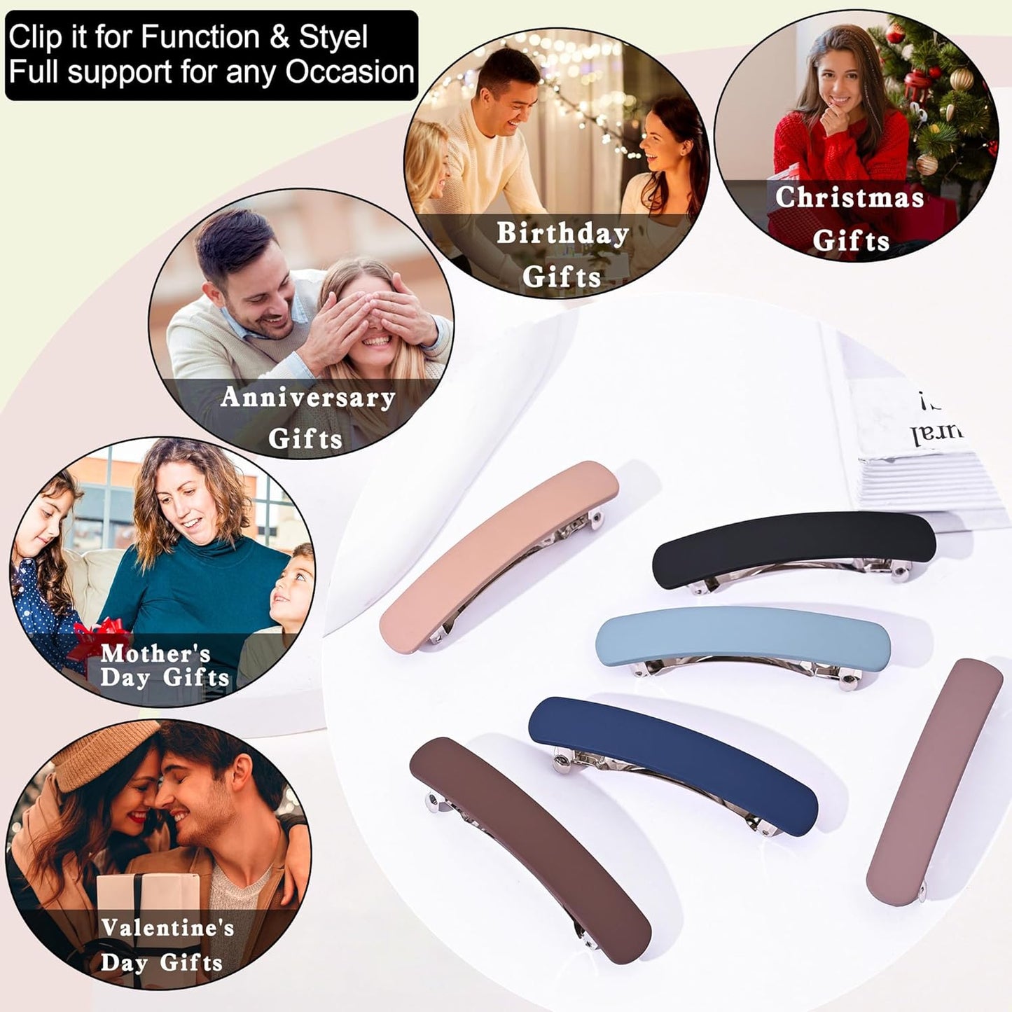 Fsmiling Hair Barrettes for Women French Hair Barrette Clip Medium Matte Hair Clips Barrette No Slip Hair Accessories 4-Pack