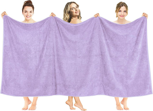 American Soft Linen Oversized Bath Sheet 40x80 Extra Large for Bathroom, 600 GSM 100% Cotton Turkish Jumbo Bathsheet Towels for Adults, Lilac Bath Sheet