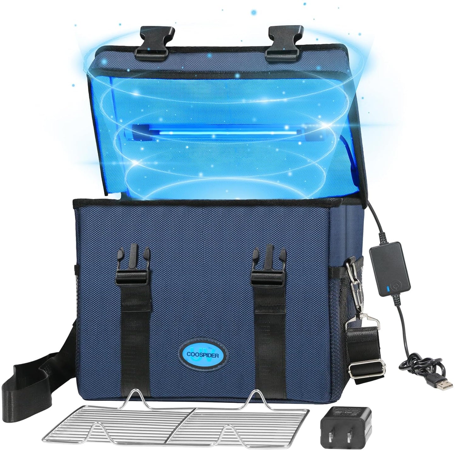UVC Sanitizer Ozone Box with Timer, Foldable Large Cleaner UV Bag w/strap and USB Port, Portable UVC Light Tote 185nm wavelength for Mask, Cell Phone, Key, Towel 12L/3.17 gal