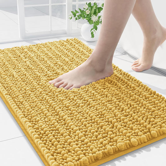 Arotive Luxury Chenille Bathroom Rug Mat, Extra Soft Thick Absorbent Shaggy Bath Rugs, Non-Slip Machine Wash Dry, Plush Bath Mats for Bathroom, Shower and Tub, 30x20, Yellow