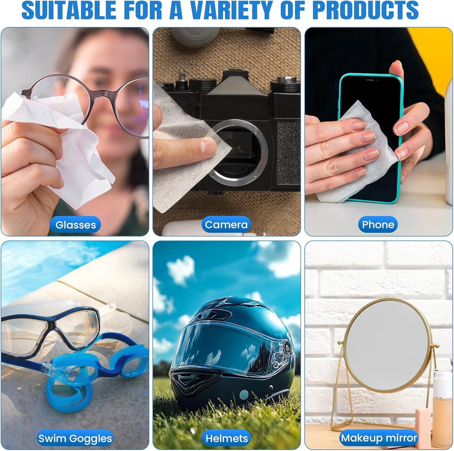 VOISEN Lens Wipes for Eyeglasses,800 Pack Eye Glasses Cleaner Wipes,Pre-Moistened Individually Wrapped Lens Wipes,Non-Scratching Non-Streaking,Safe for Eyeglasses, Goggles, Camera Lens, Phone