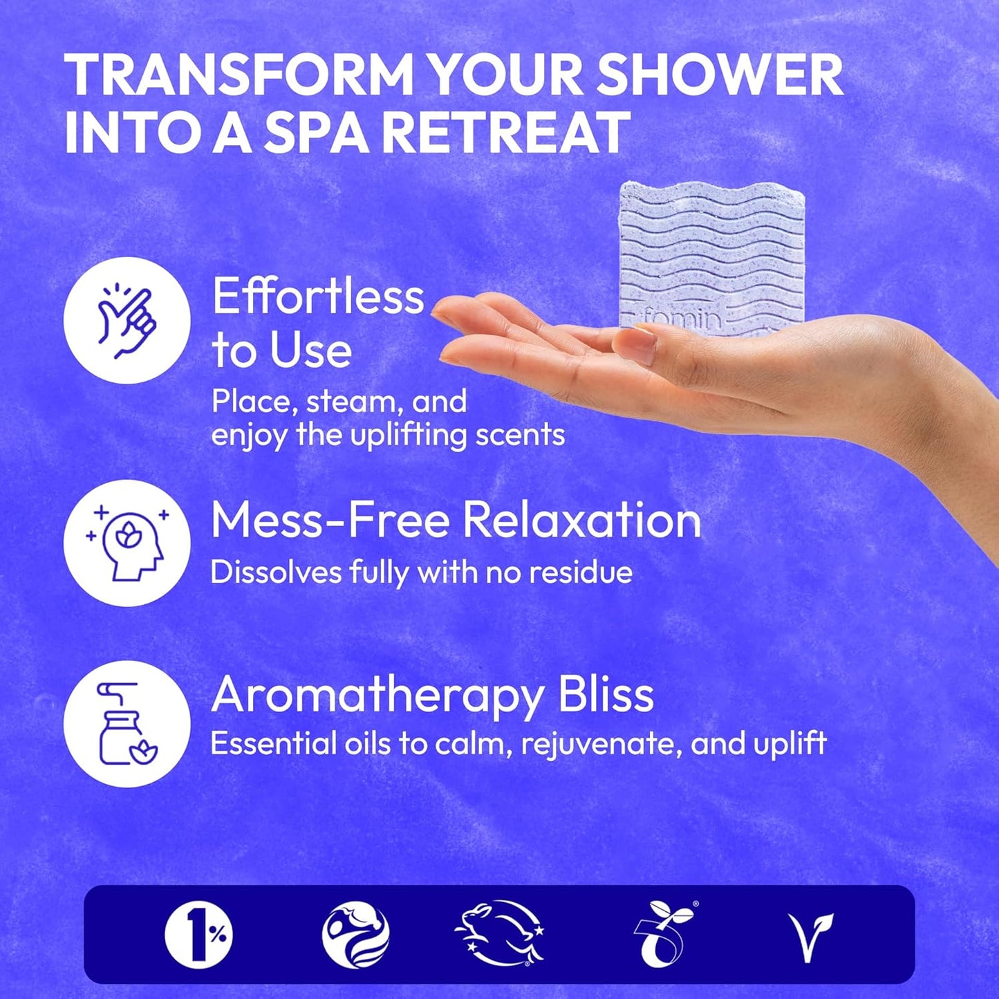 FOMIN Aromatherapy Shower Steamers - 12 Count - Lavender Dream Bath Bombs with Essential Oils for Stress Relief & Relaxation - Self Care, Spa Gifts for Women and Men - Shower Aroma for Body Wellness