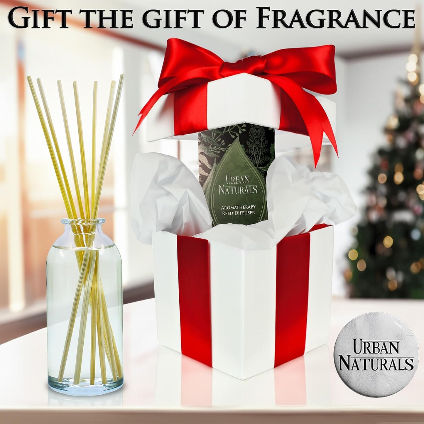 Urban Naturals White Tea & Sage Reed Diffuser Set | Made with Essential Oils & Real Botanicals | Sparkling Bergamot, White Tea & Fresh Sage | Made in The USA
