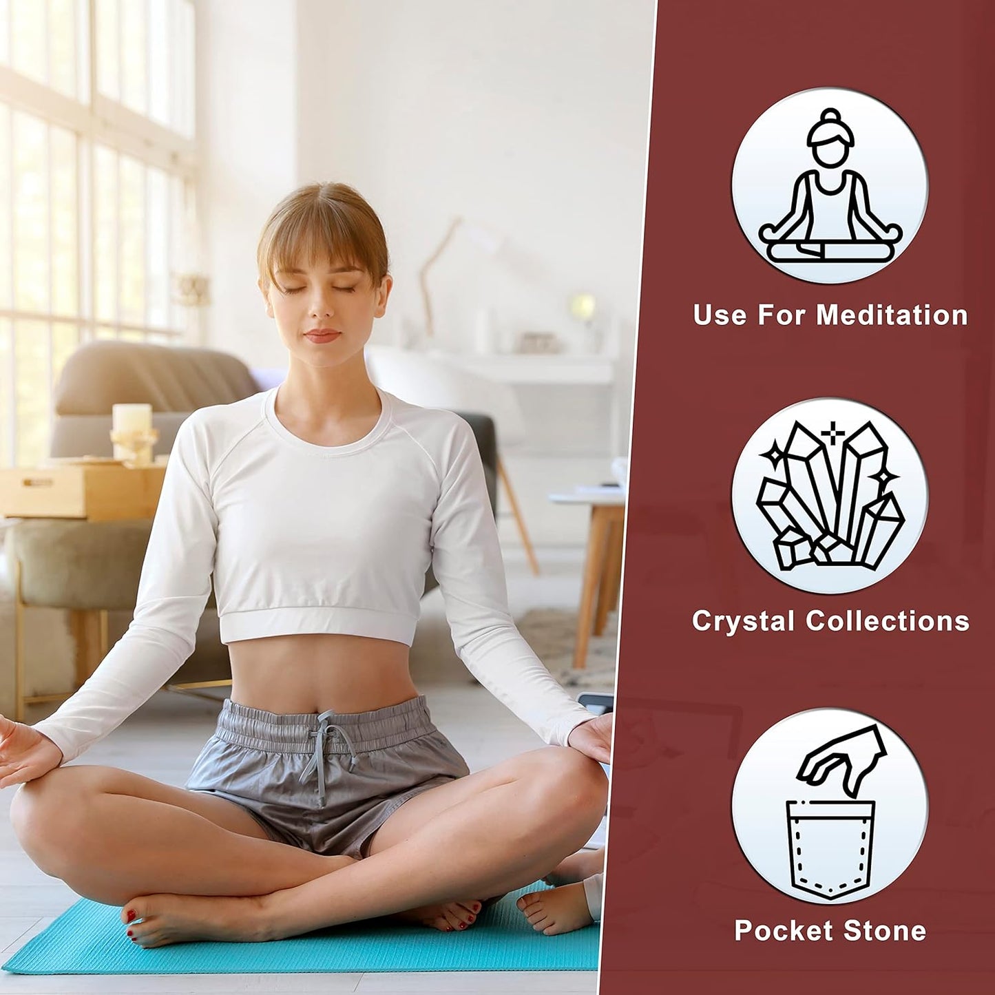 Crocon 50mm Red Tiger Eye Large Oval Palm Stone 900+ Carats Pocket Massage Worry Stones for Natural Body Chakra Balancing Reiki Healing Stones & Crystal Grid Healing Massage Spa Energy Crystals