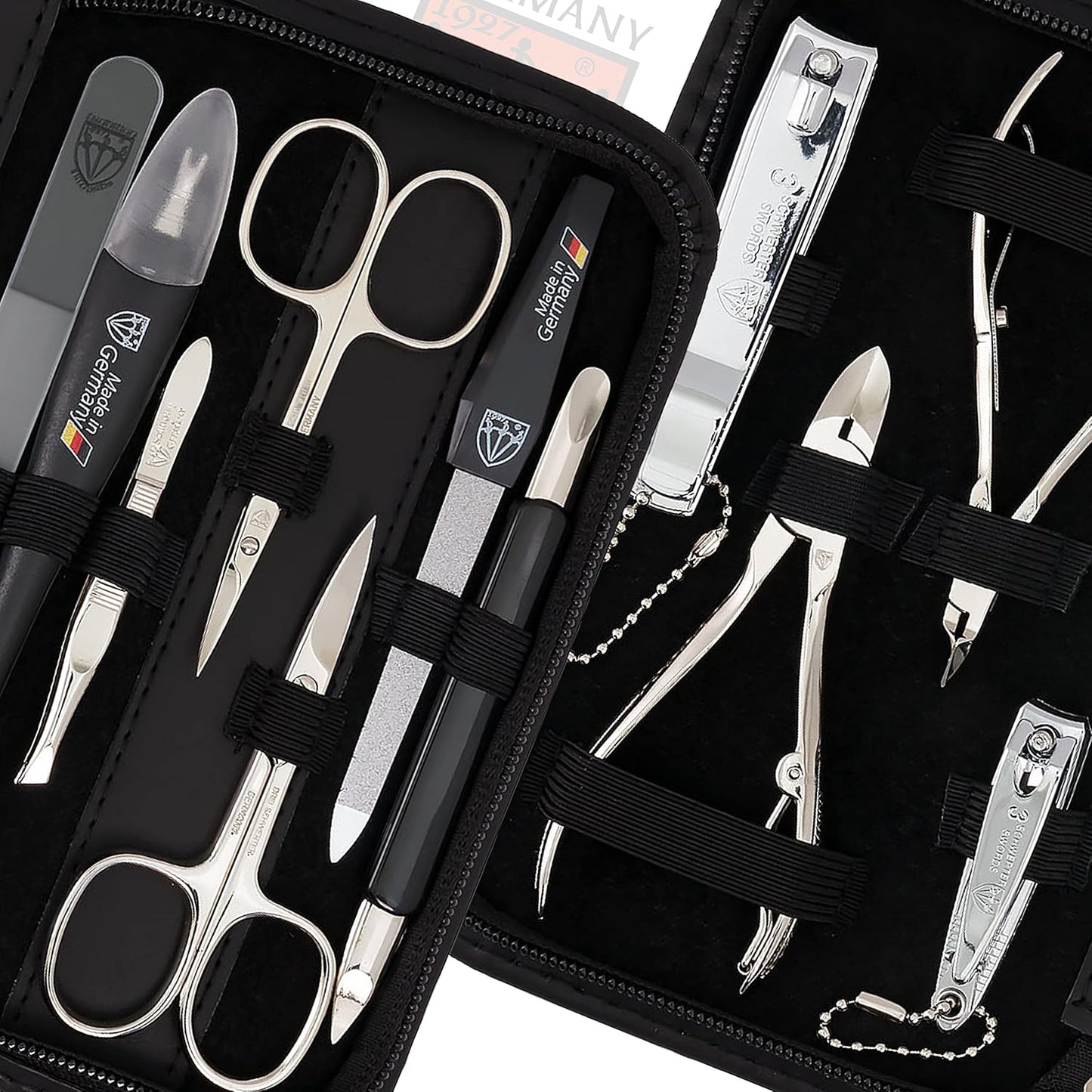 3 Swords Germany – Manicure Pedicure kit Set with Genuine Leather case - Made in Solingen/Germany