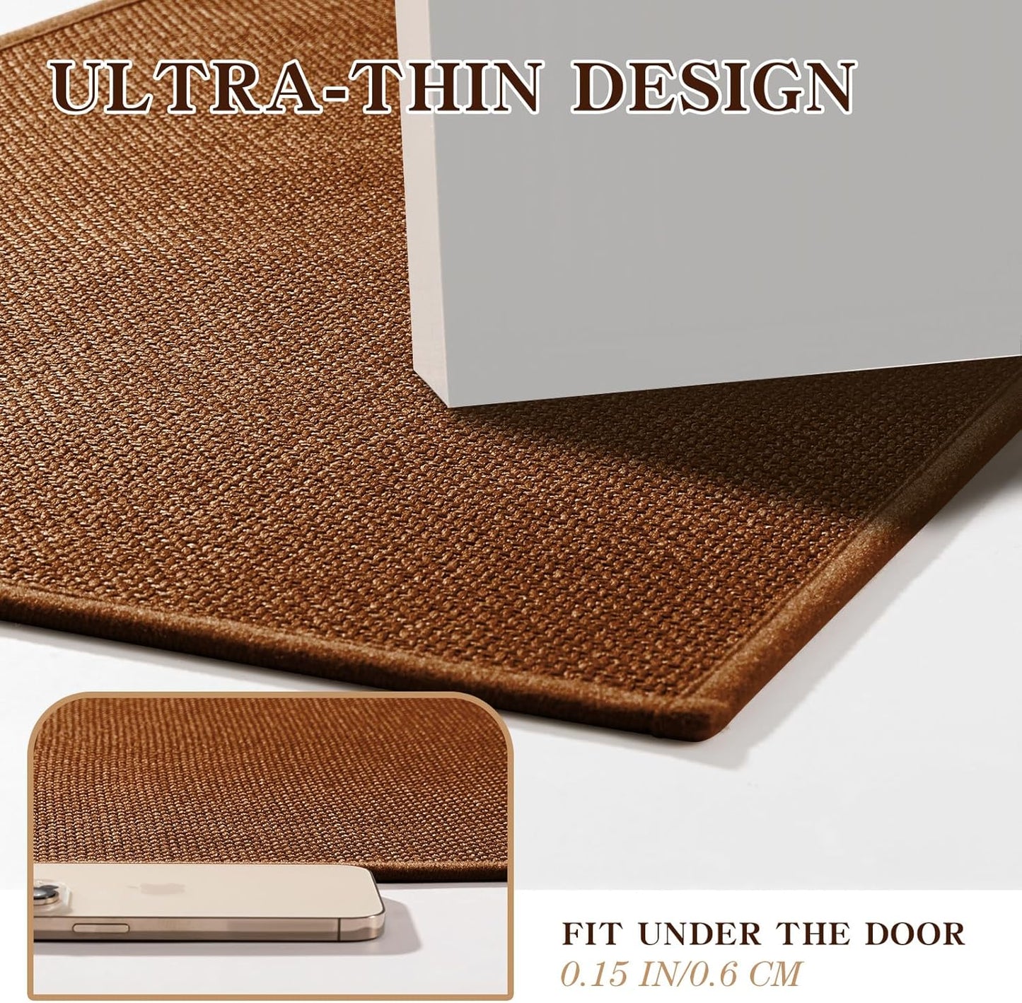 chakme Bathroom Rugs Mat 47x17, Ultra Thin Bath Rug Non Slip Runner Quick Dry Absorbent Bath Mat for Bathroom, (Rust, 47"x17")
