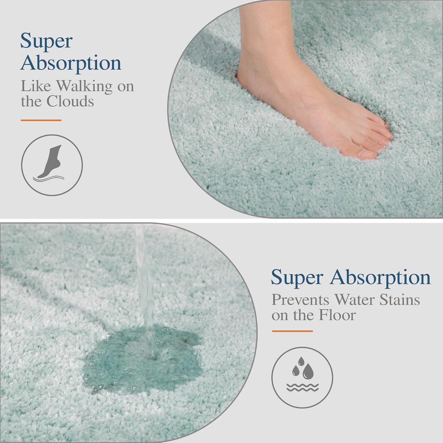 Walensee Large Bathroom Rug (24 x 60, Aqua) Extra Soft and Absorbent Shaggy Bath Mat Machine Washable Microfiber Non Slip Rubber Back