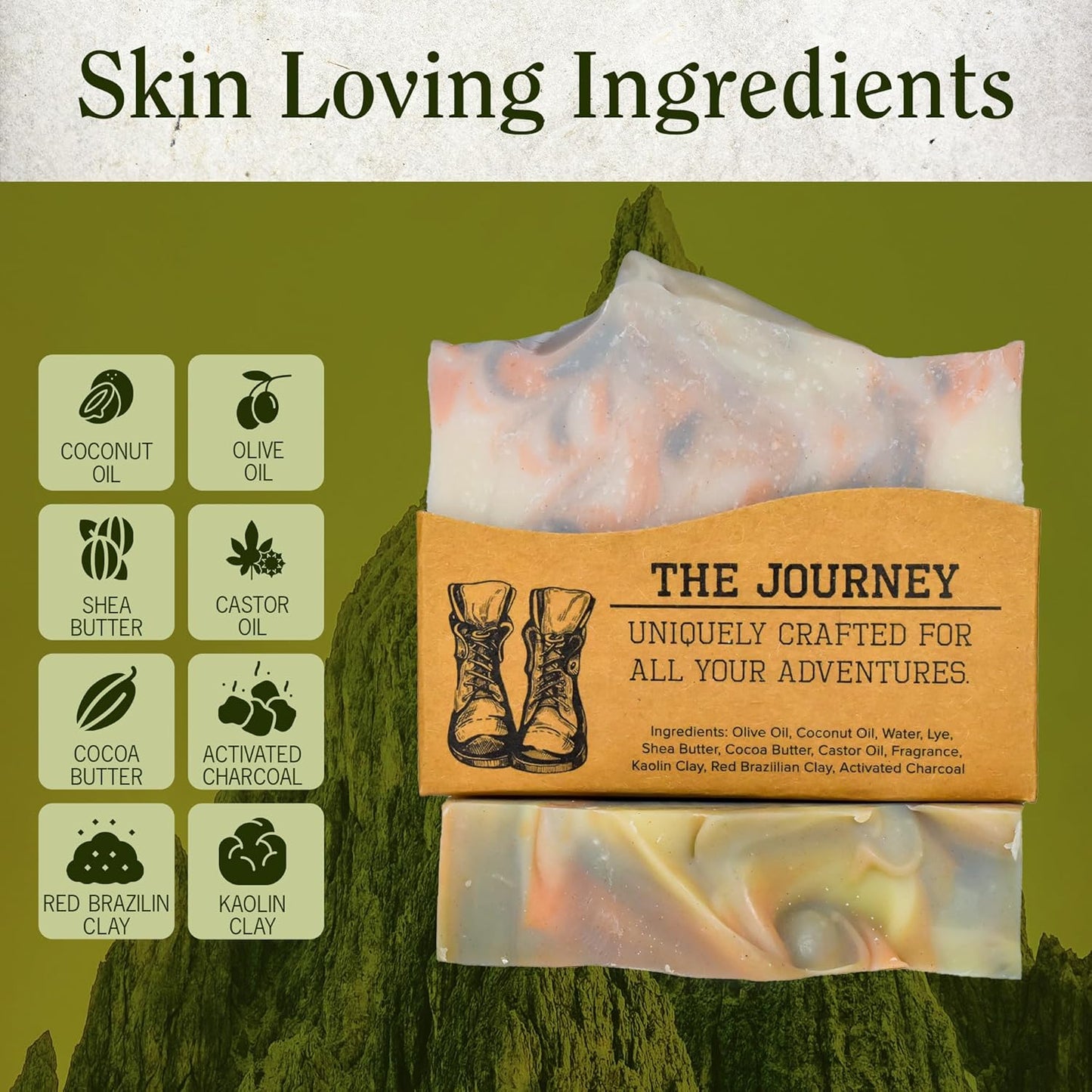 CompassSoap The Journey | Natural Bar Soap for Men & Women | Body & Face Soap Bar for Women and Men | Minimalist & Gentle Lather | Natural Bath Soap, Paraben & Phthalate Free | 5 oz, Pack of 2