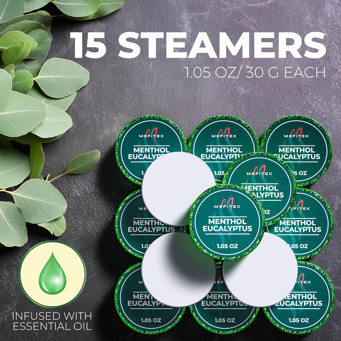 Shower Steamers for Men 15 Pack - Menthol Aromatherapy Shower Steamers, Strong Scent, Long Lasting, Premium Essential Oils, Valentine Gift Relaxation and Sinus Relief