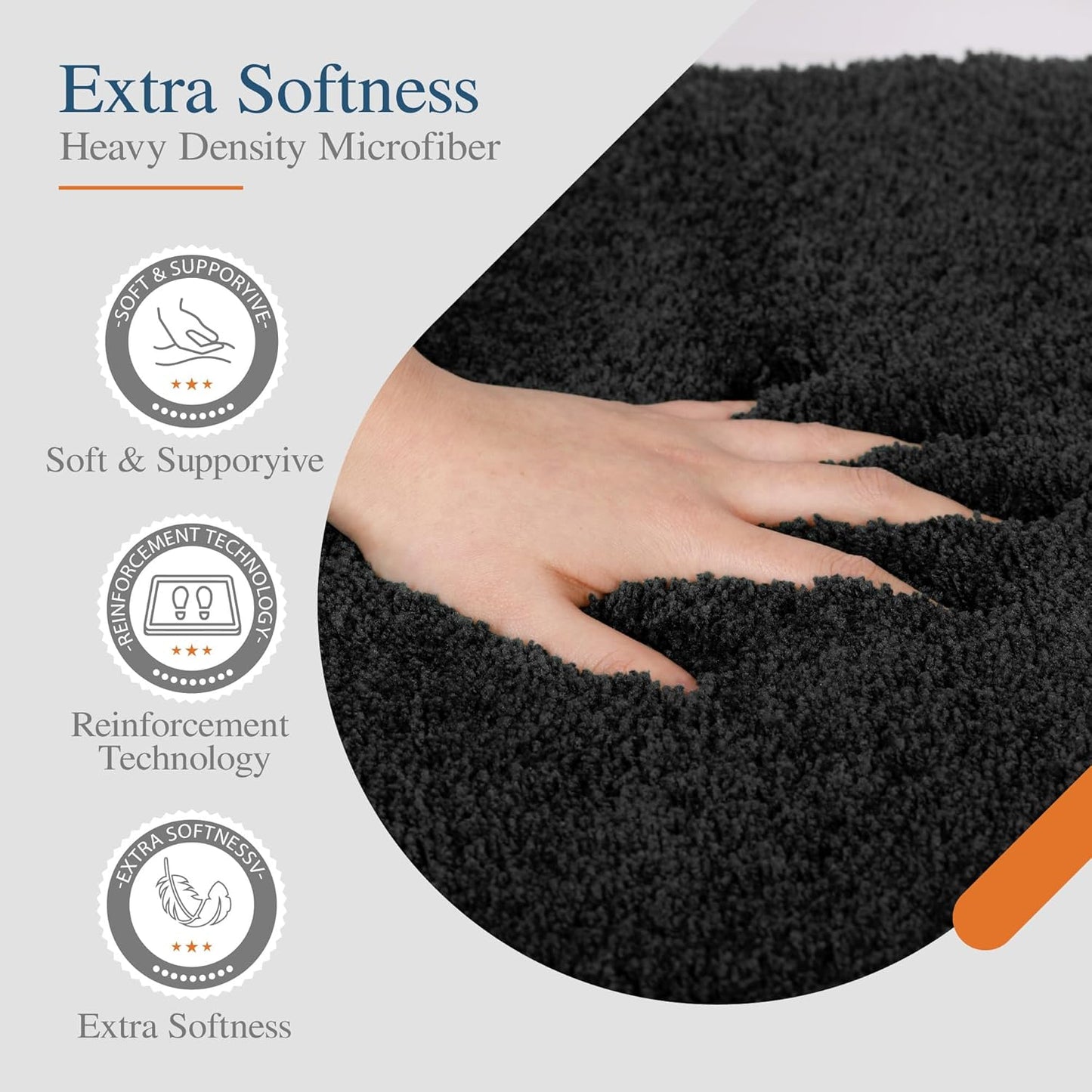 Walensee Large Bathroom Rug (24 x 72, Black) Extra Soft and Absorbent Shaggy Bath Mat Machine Washable Microfiber Non Slip Luxury Floor Mat