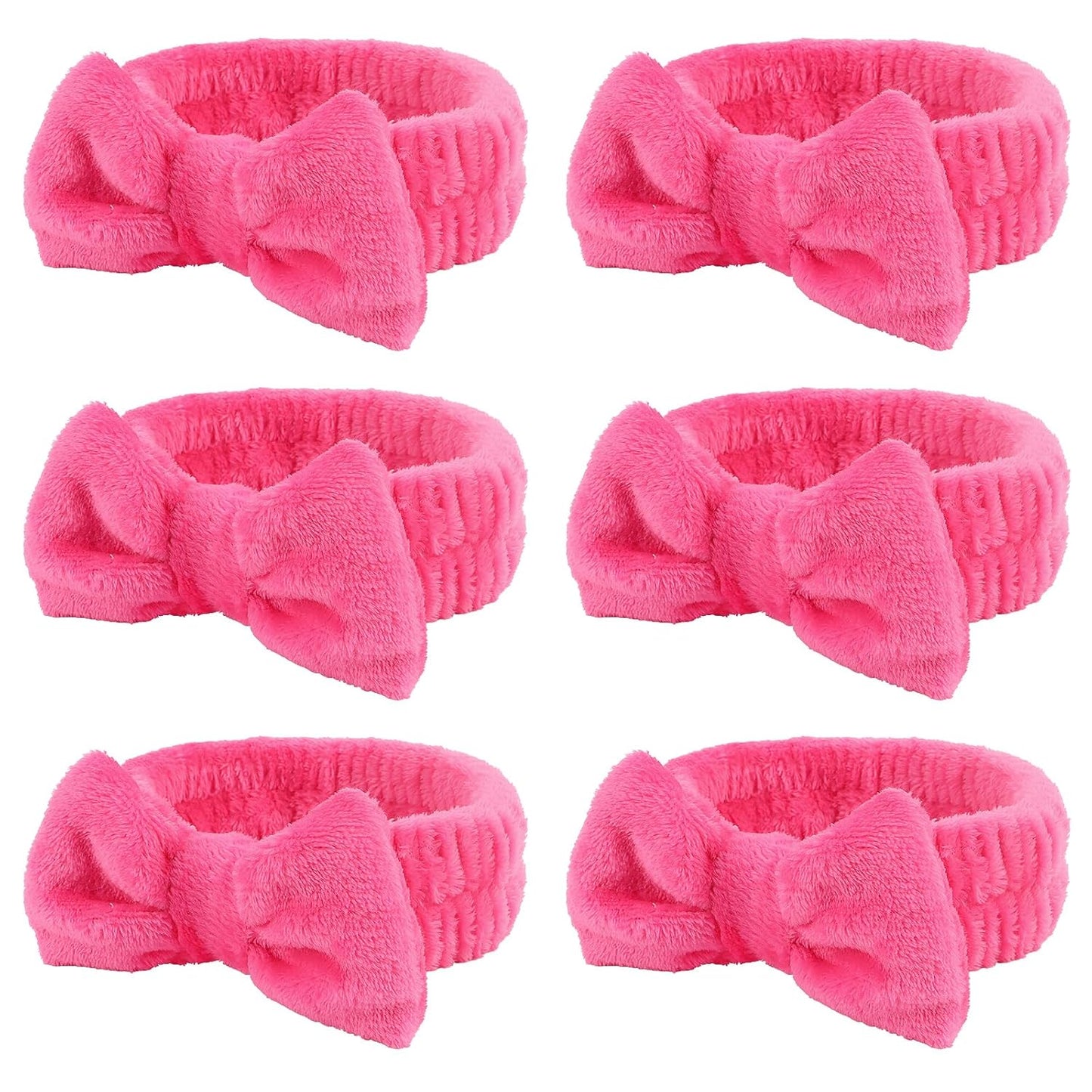 Casoty 6 Pcs Spa Headbands, Hair Holder for Washing Face, Soft Coral Fleece Makeup Headband for Washing Face, Bow Hair Bands, Skin Care Headband for Face Washing Shower Skin Care Yoga