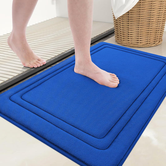 Grandaily Memory Foam Bath Mat Rug 30x20, Ultra Soft, Non-Slip and Absorbent Bathroom Rugs, Machine Wash Dry, Comfortable Bath Carpet for Bathroom Floor, Tub and Shower, Royal Blue