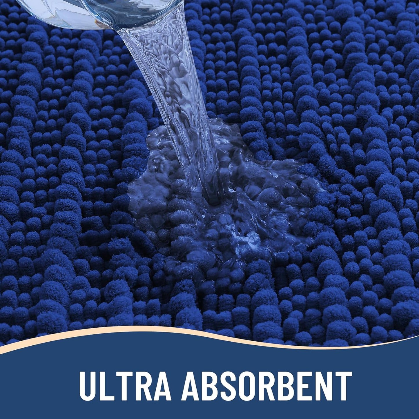 Arotive Luxury Chenille Bathroom Rug Mat, Extra Soft Thick Absorbent Shaggy Bath Rugs, Non-Slip Machine Wash Dry, Plush Bath Mats for Bathroom, Shower and Tub, 47x24, Royal Blue